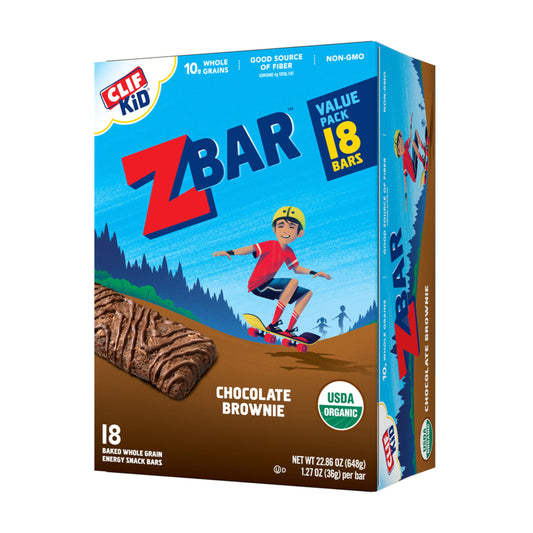CLIF Kid Zbar - Chocolate Brownie - Soft Baked Whole Grain Snack Bars - USDA Organic - Non-GMO - Plant-Based - 1.27 oz. (18 Pack)-UPStoxs