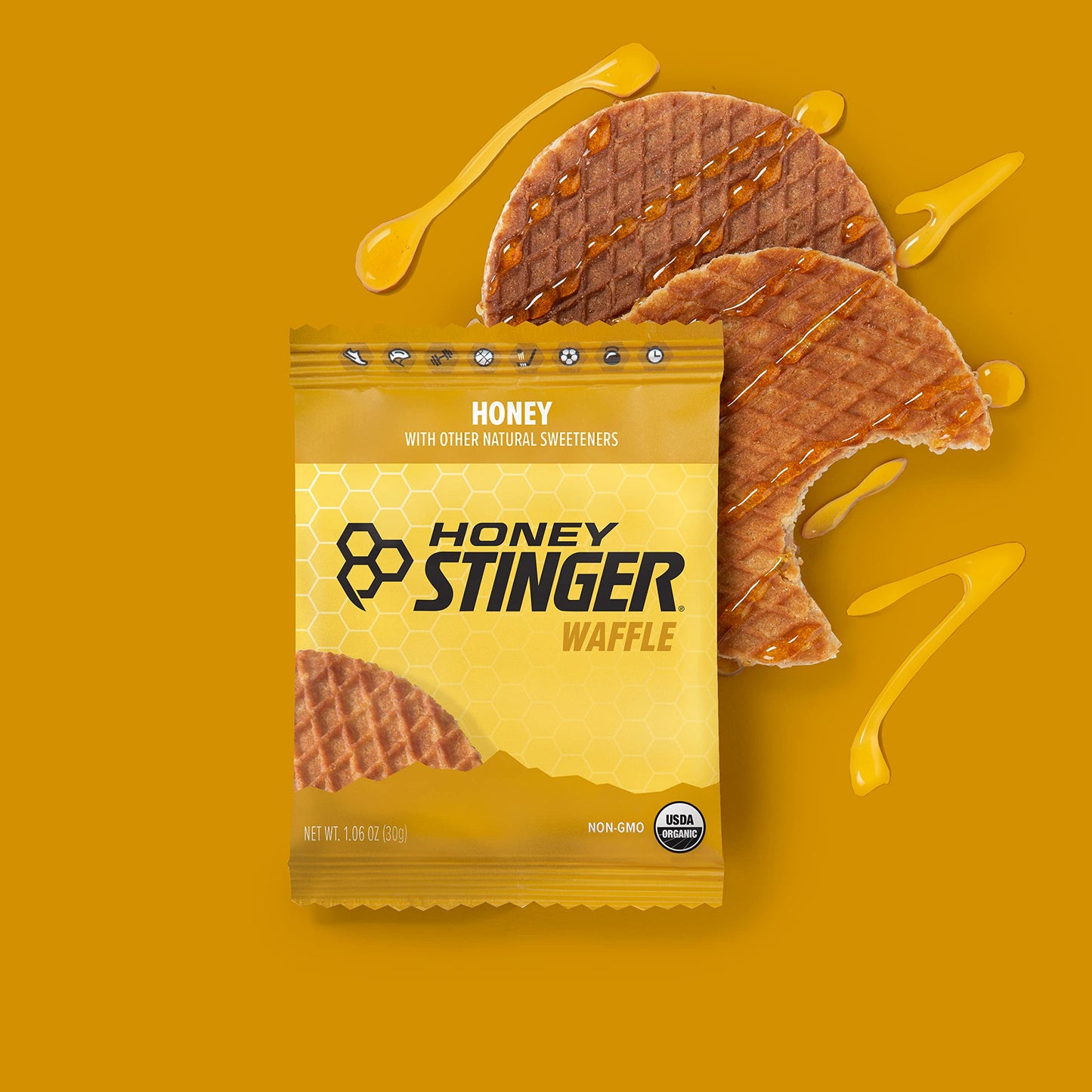 Honey Stinger Organic Honey Waffle, Energy Stroopwafel for Exercise, Endurance and Performance, Sports Nutrition for Home & Gym, Pre & During Workout, Box of 16 Waffles, 16.96 Ounce (Pack of 16)-UPStoxs