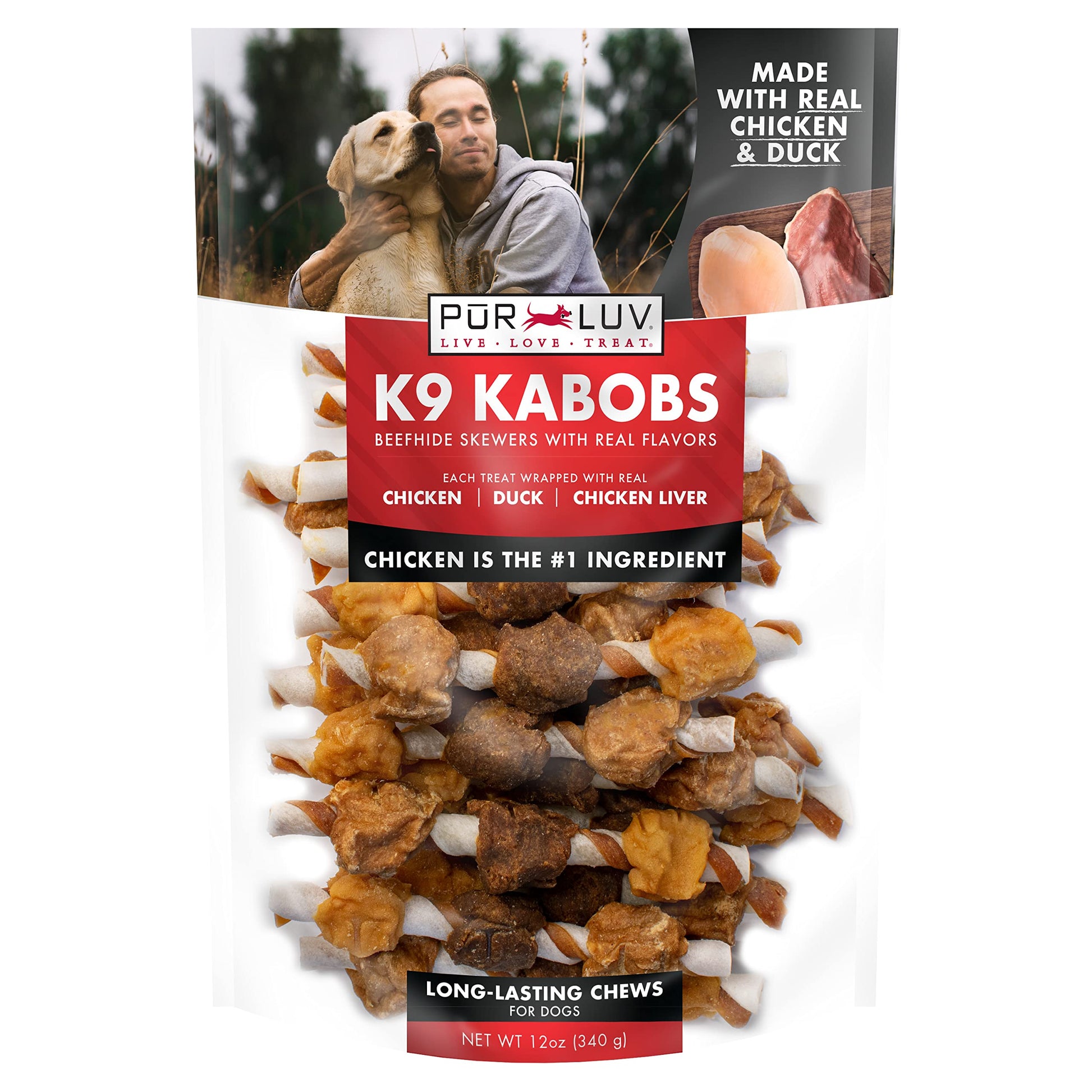 Pur Luv K9 Kabob Real Chicken, Duck, and Sweet Potato Dog Treats, Made with Real Chicken and Sweet Potato, Healthy, Easily Digestible, Long Lasting, and High Protein Dog Treat, 48 oz-UPStoxs