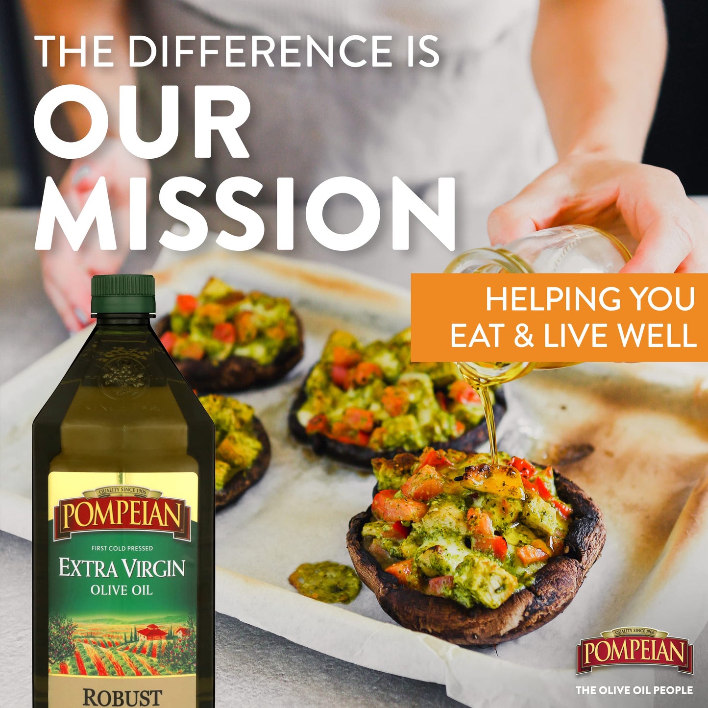 Pompeian Robust Extra Virgin Olive Oil, First Cold Pressed, Full-Bodied Flavor, Perfect for Salad Dressings & Marinades, 48 FL. OZ.-UPStoxs