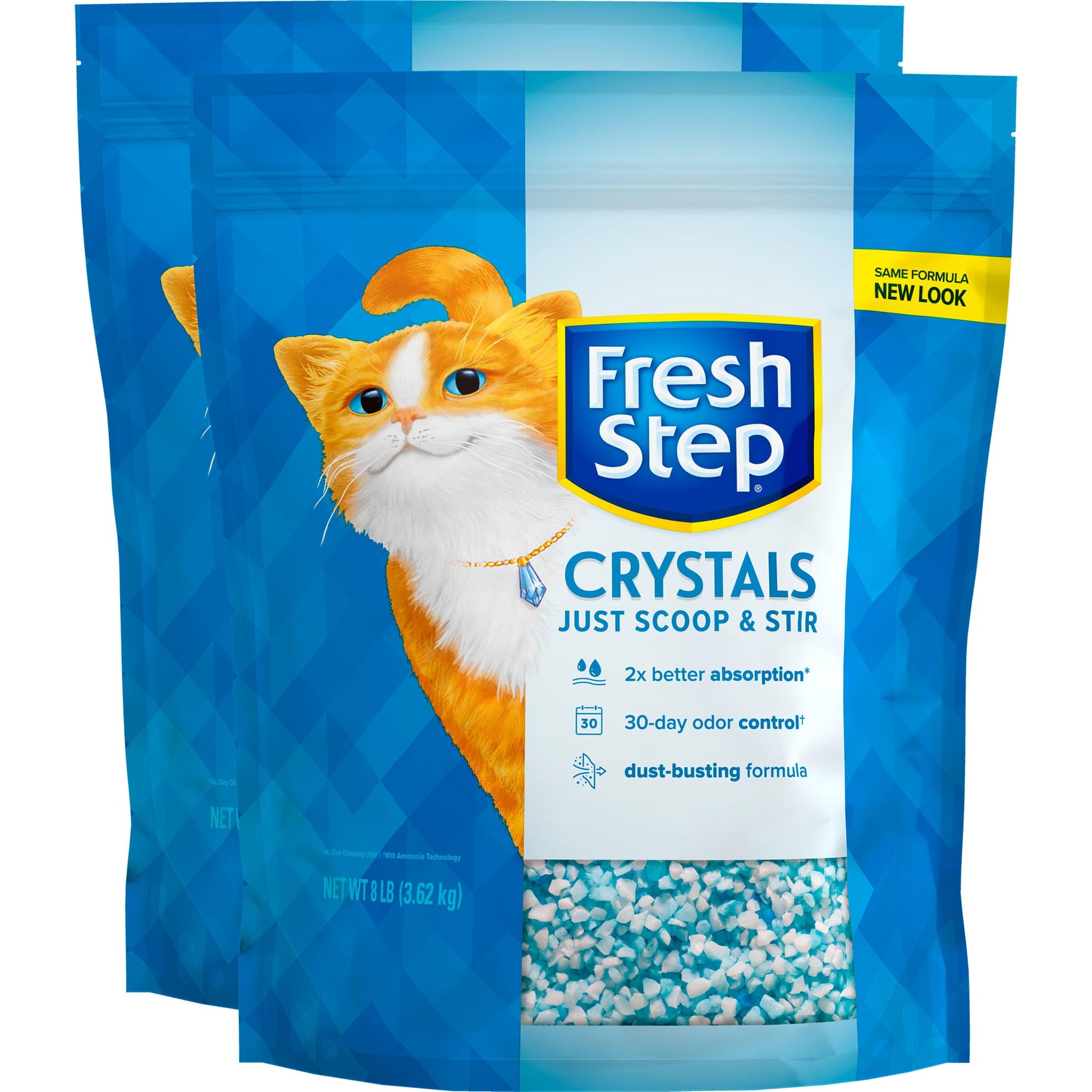Fresh Step Crystals, Premium Cat Litter, Scented, 16 lbs total, (2 Pack of 8lb Bags) (Package May Vary)-UPStoxs