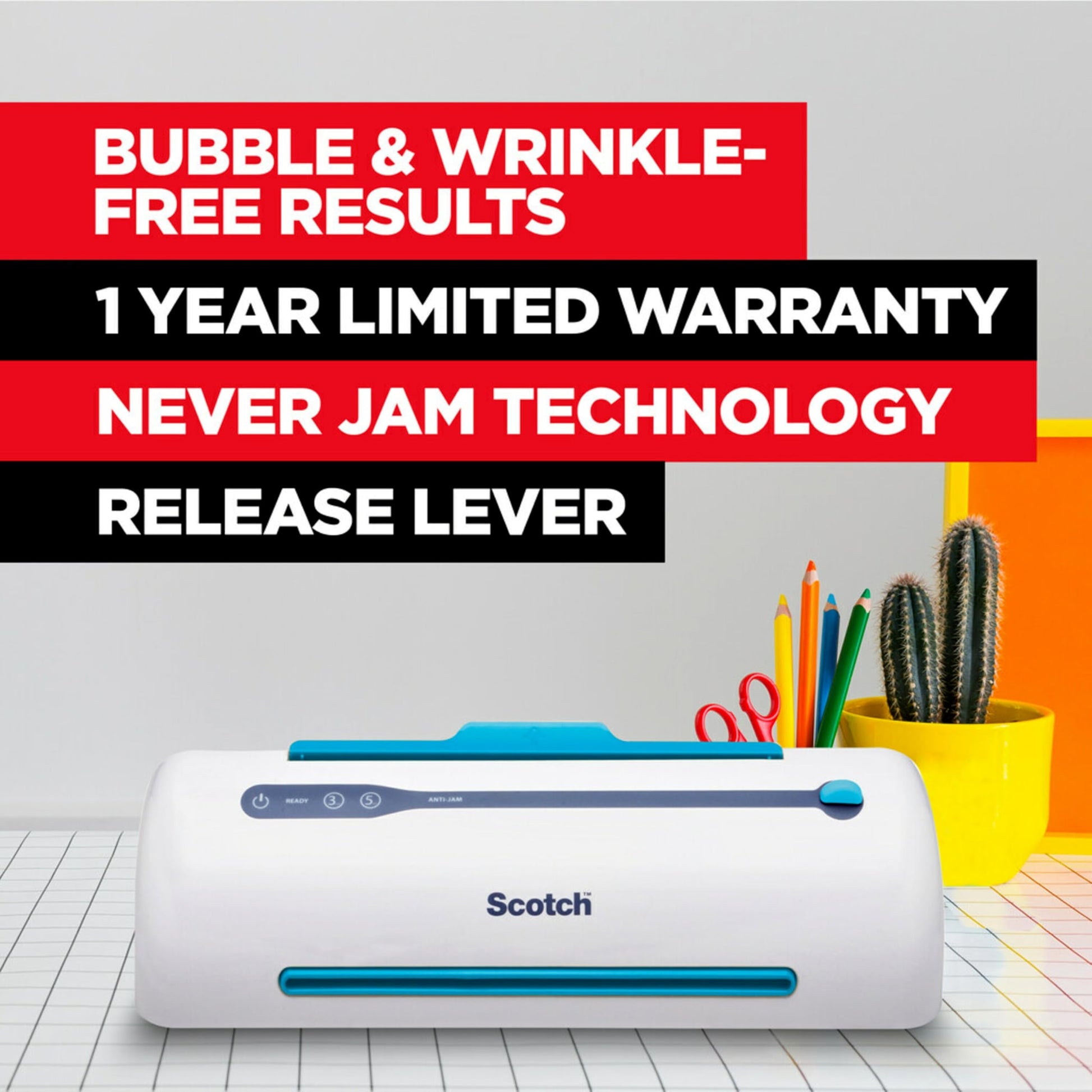 Scotch Brand PRO Thermal Laminator, Never Jam Technology Automatically Prevents Misfed Items,2 Roller System,9 inch (TL906)-UPStoxs