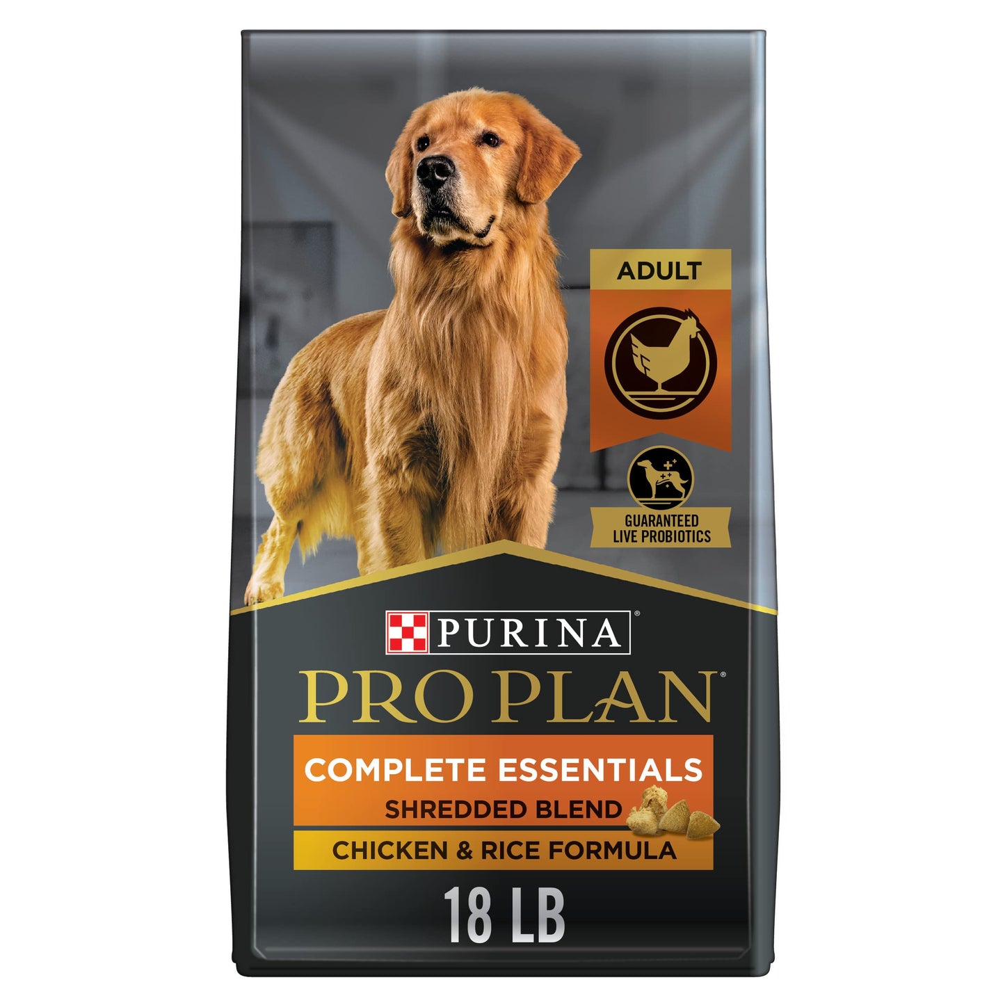 Purina Pro Plan High Protein Dog Food With Probiotics for Dogs, Shredded Blend Chicken & Rice Formula - 18 lb. Bag-UPStoxs