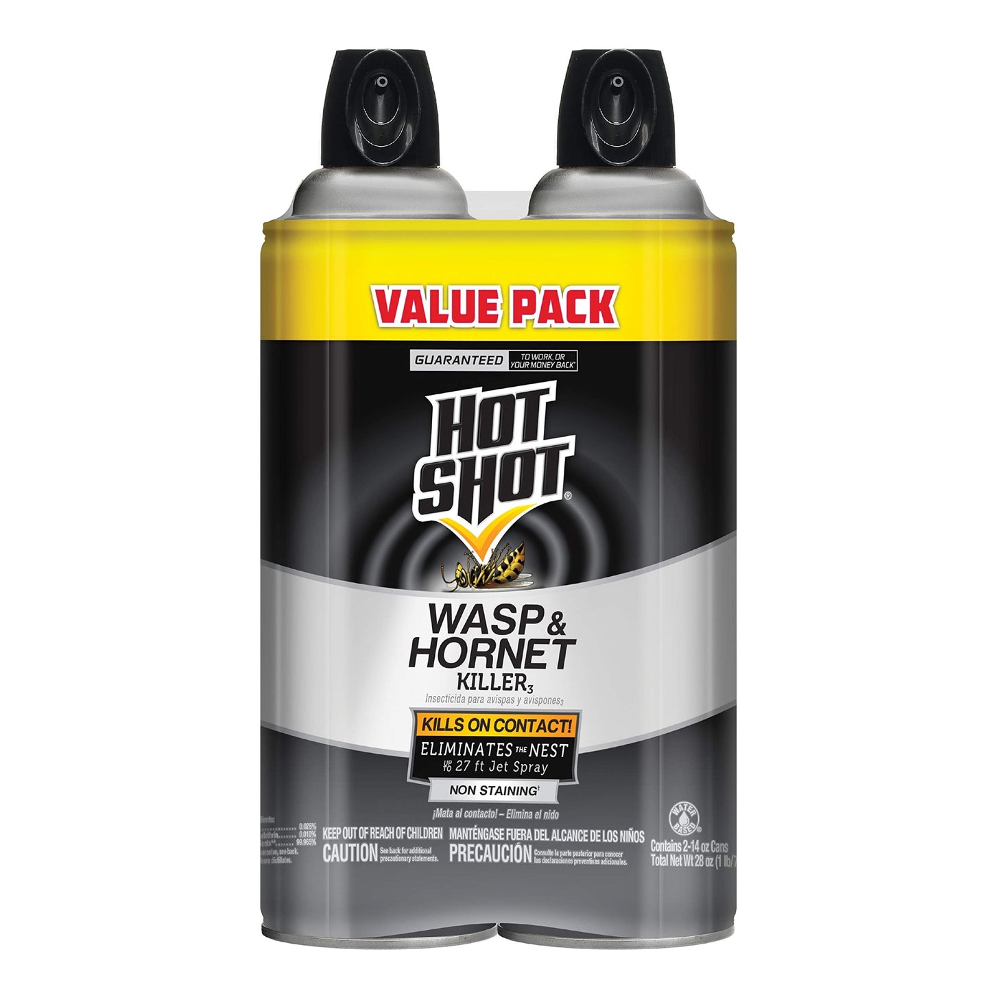 Hot Shot Wasp & Hornet Killer Spray, For Insects Eliminates the Nest, Sprays Up To 27 Feet, 14 fl Ounce, 2 Pack-UPStoxs