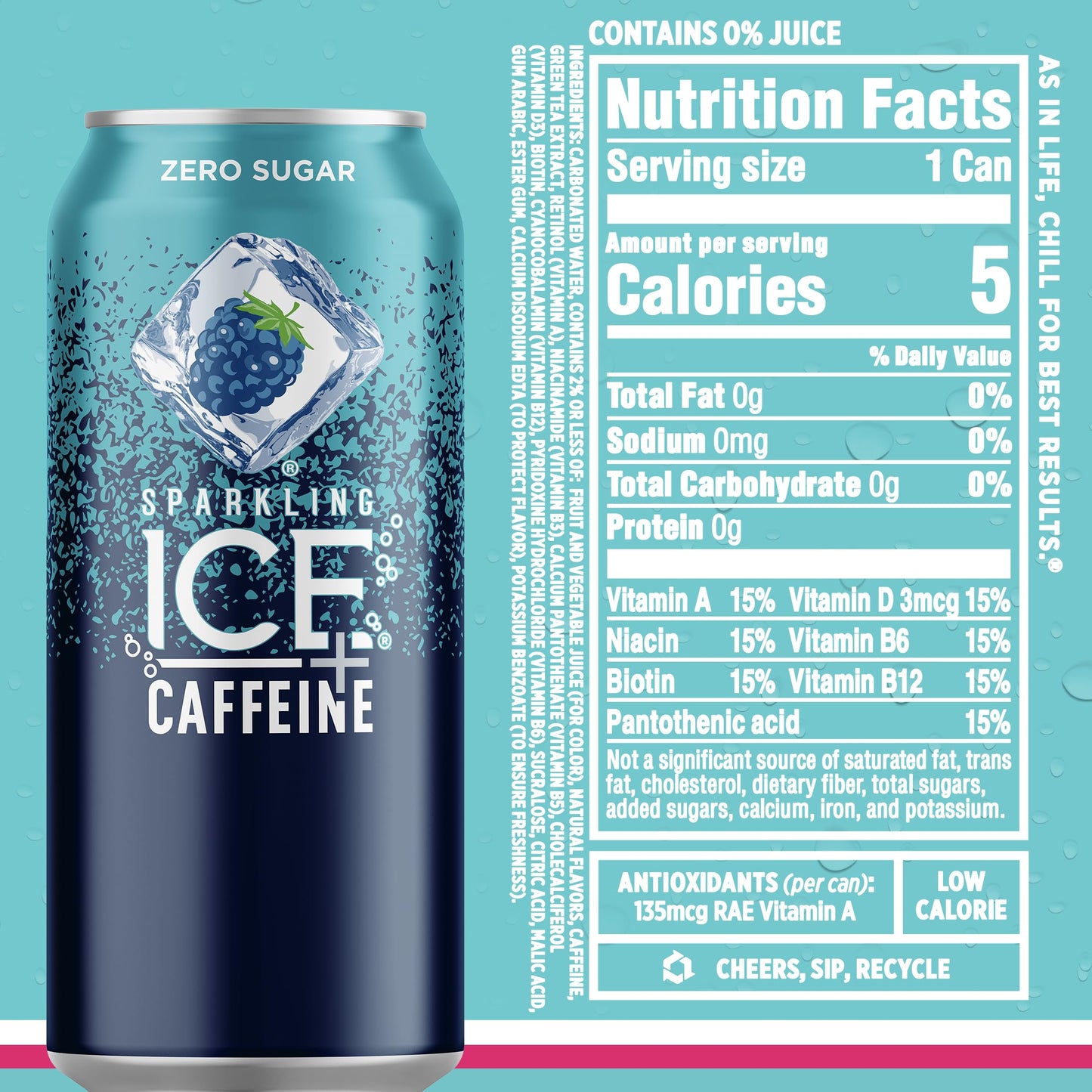 Sparkling Ice +Caffeine Variety Pack, Flavored Sparkling Water, Zero Sugar, with Vitamins and Antioxidants, 16 fl oz, 12 count (Citrus Twist, Black Raspberry, Blue Raspberry, Strawberry Citrus)-UPStoxs