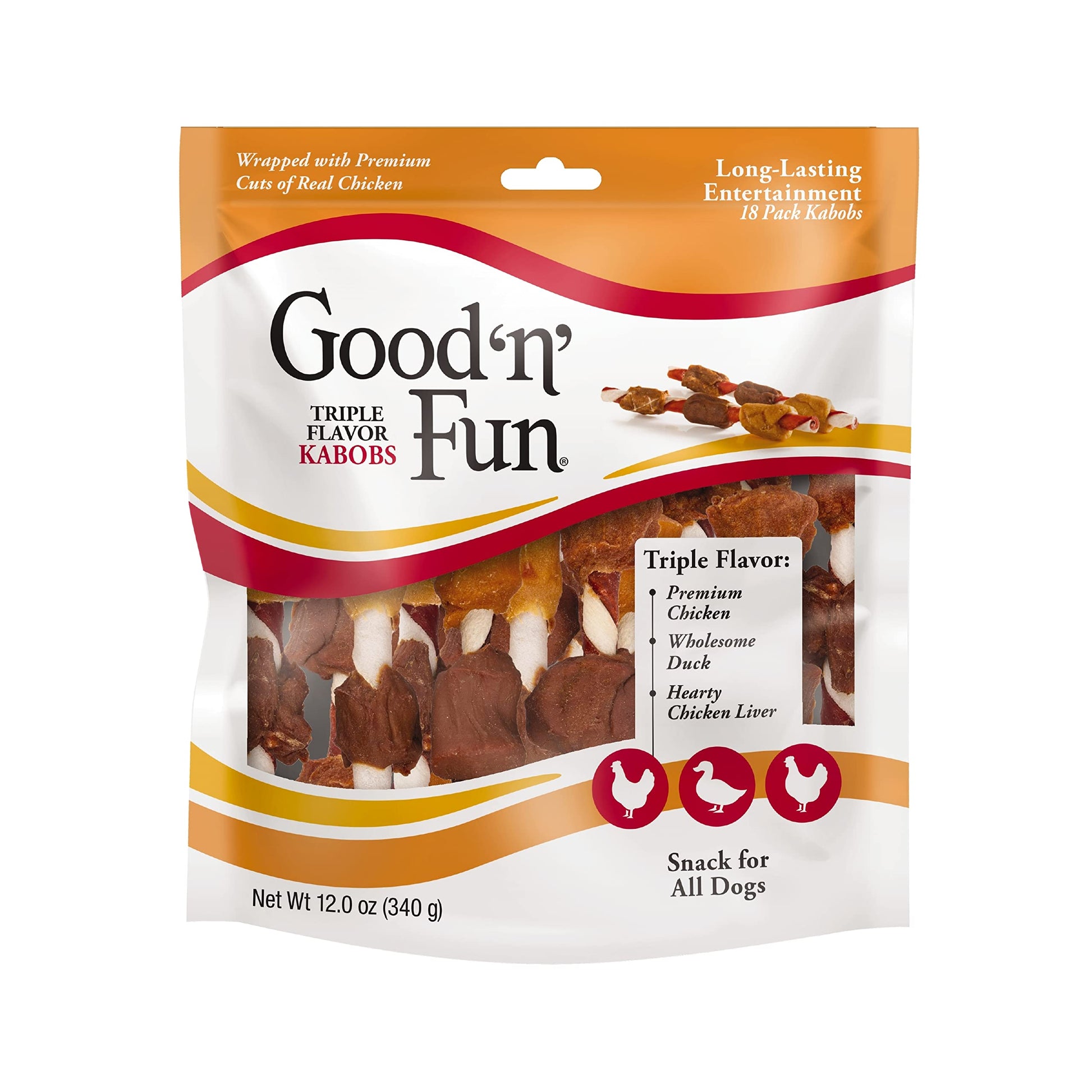 Good'N'Fun Triple Flavored Rawhide Kabobs for Dogs, 1 Pack, 12 oz-UPStoxs