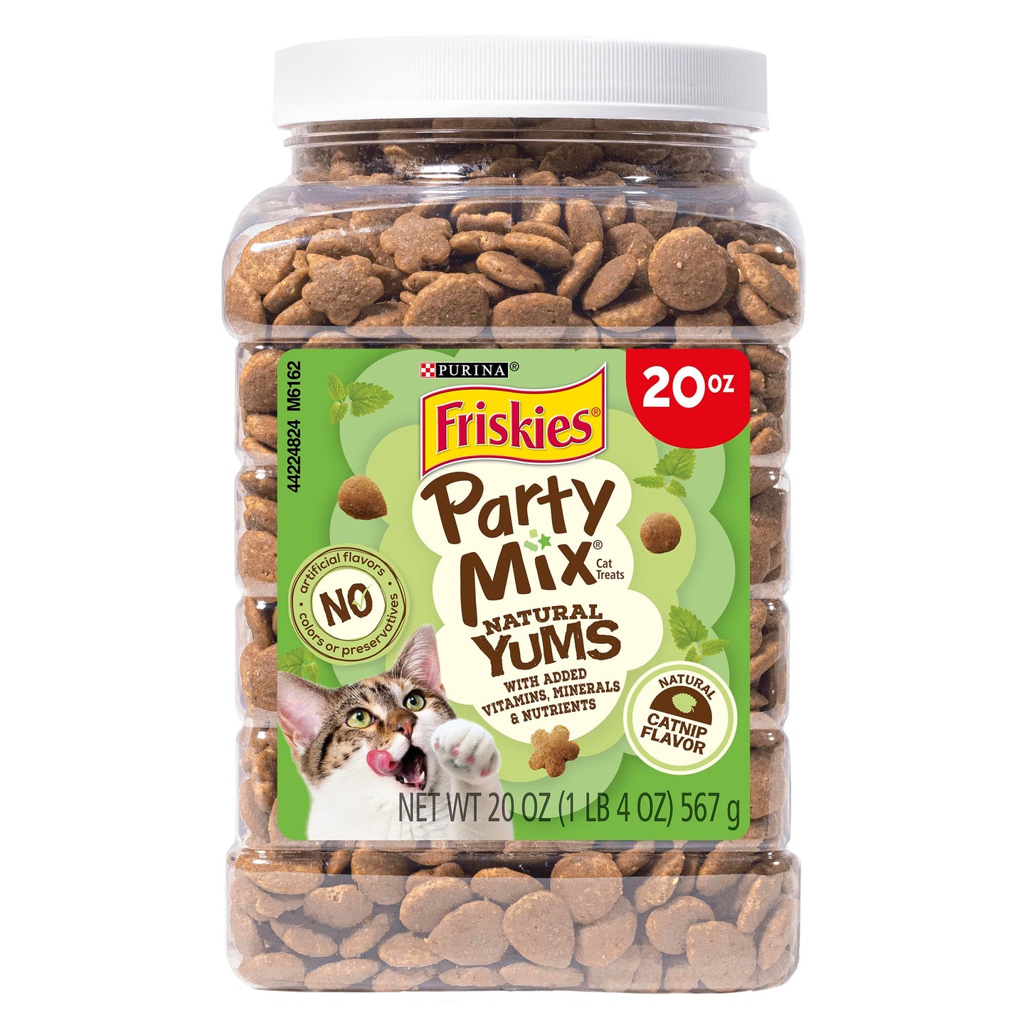 Purina Friskies Made in USA Facilities, Natural Cat Treats, Party Mix Natural Yums Catnip Flavor - 20 oz. Canister-UPStoxs
