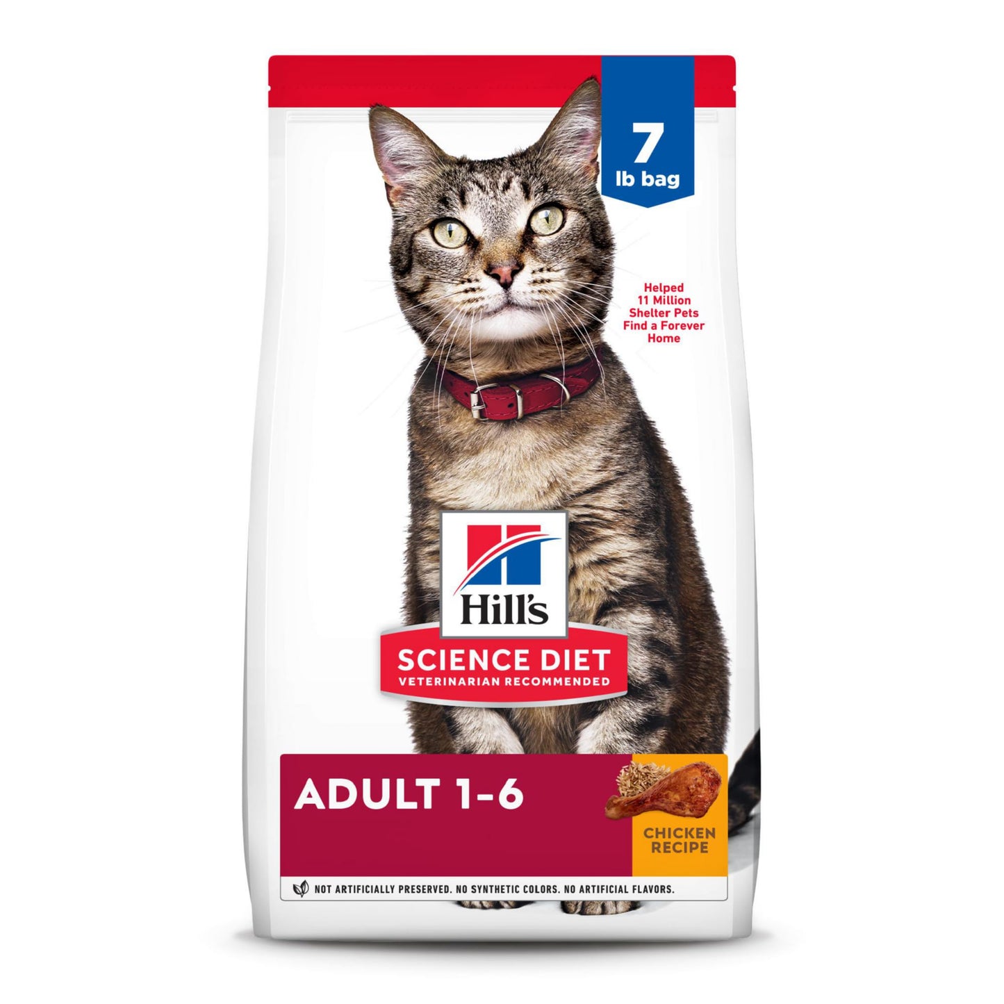 Hill's Science Diet Adult 1-6, Adult 1-6 Premium Nutrition, Dry Cat Food, Chicken Recipe, 7 lb Bag-UPStoxs