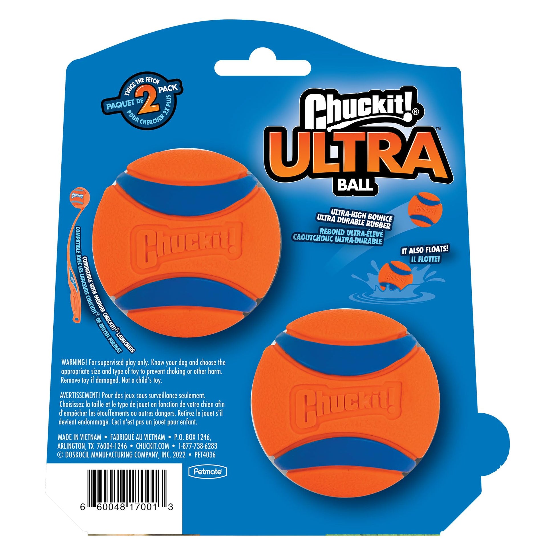 Chuckit Ultra Ball Dog Toy, Medium (2.5 Inch Diameter) Pack of 4, for Breeds 20-60 Lbs-UPStoxs