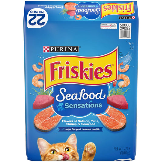 Purina Friskies Dry Cat Food, Seafood Sensations - 22 lb. Bag-UPStoxs