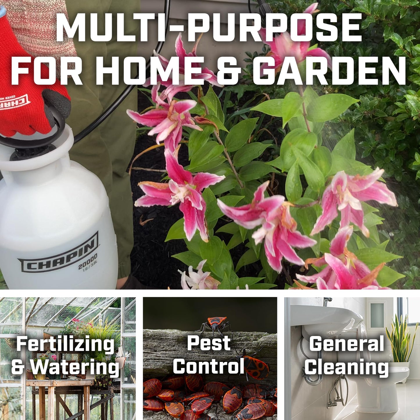 Chapin 20002 Made in USA 2 -Gallon Lawn and Garden Pump Pressured Sprayer, for Spraying Plants, Garden Watering, Lawns, Weeds and Pests, Translucent White-UPStoxs
