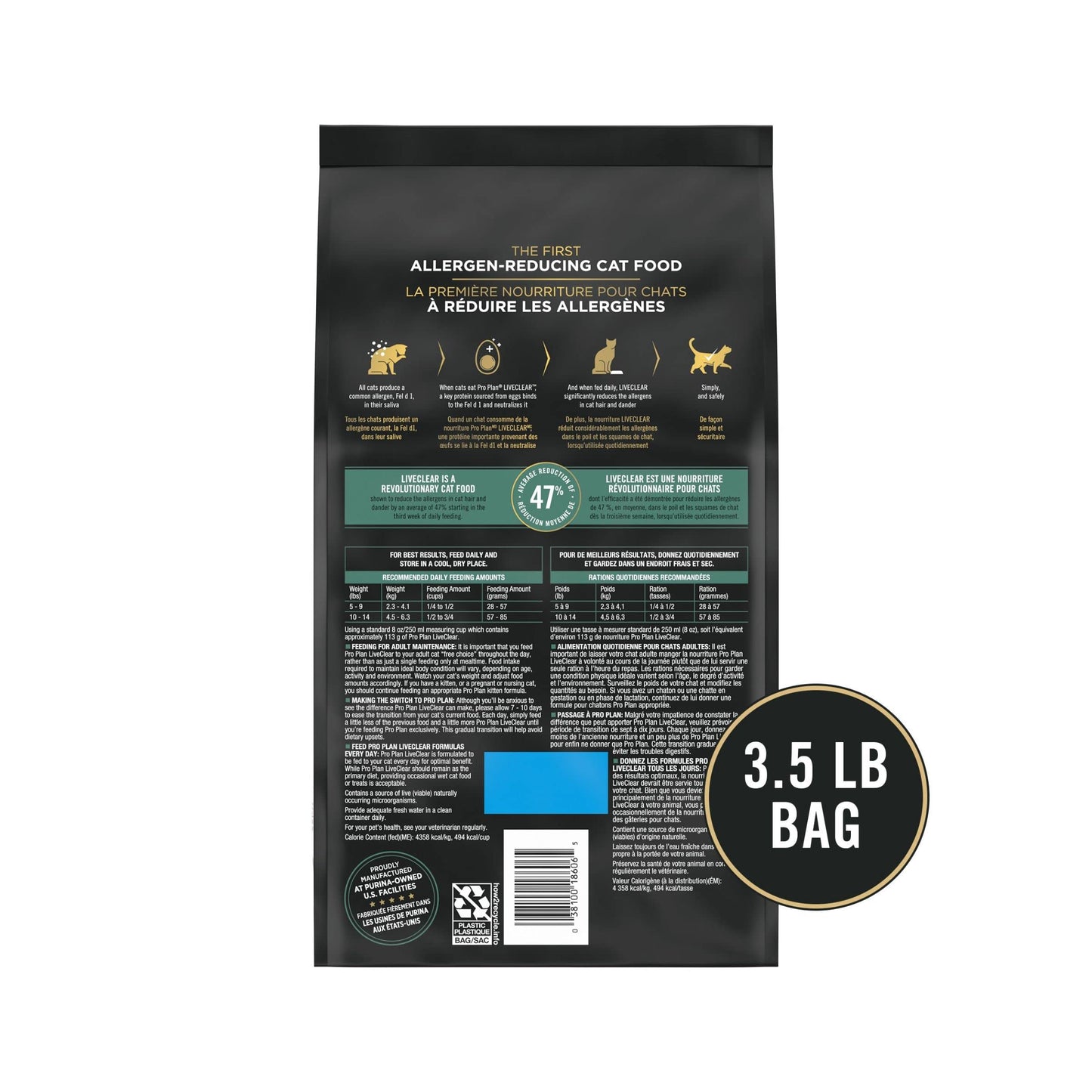 Purina Pro Plan Allergen Reducing, High Protein Cat Food, LIVECLEAR Chicken and Rice Formula - 3.5 lb. Bag-UPStoxs