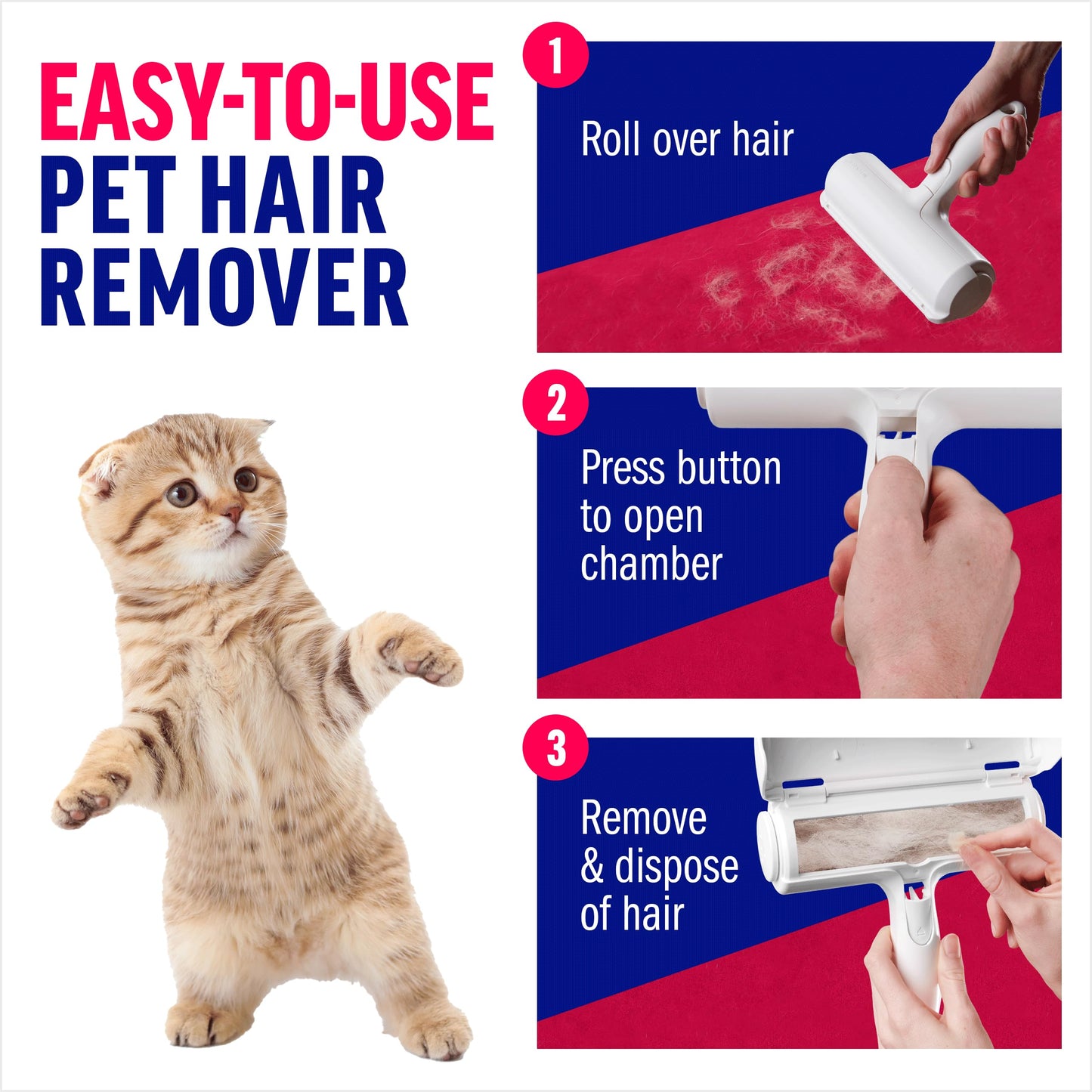 Chom Chom Roller Pet Hair Remover and Reusable Lint Roller - ChomChom Cat and Dog Hair Remover for Furniture, Couch, Carpet, Clothing and Bedding - Portable, Multi-Surface Fur Removal Tool-UPStoxs