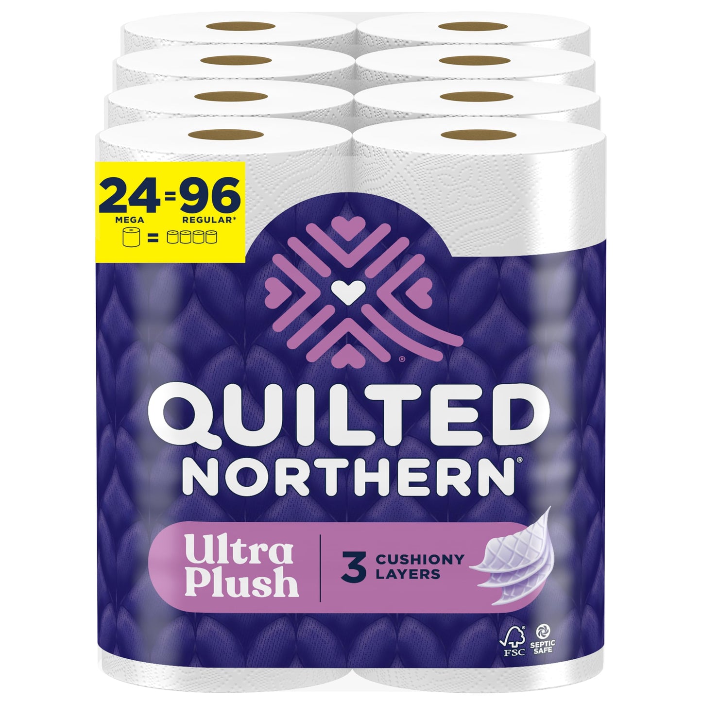 Quilted Northern Ultra Plush Toilet Paper, 24 Mega Rolls = 96 Regular Rolls, 3X Thicker*, 3 Ply Soft Toilet Tissue-UPStoxs