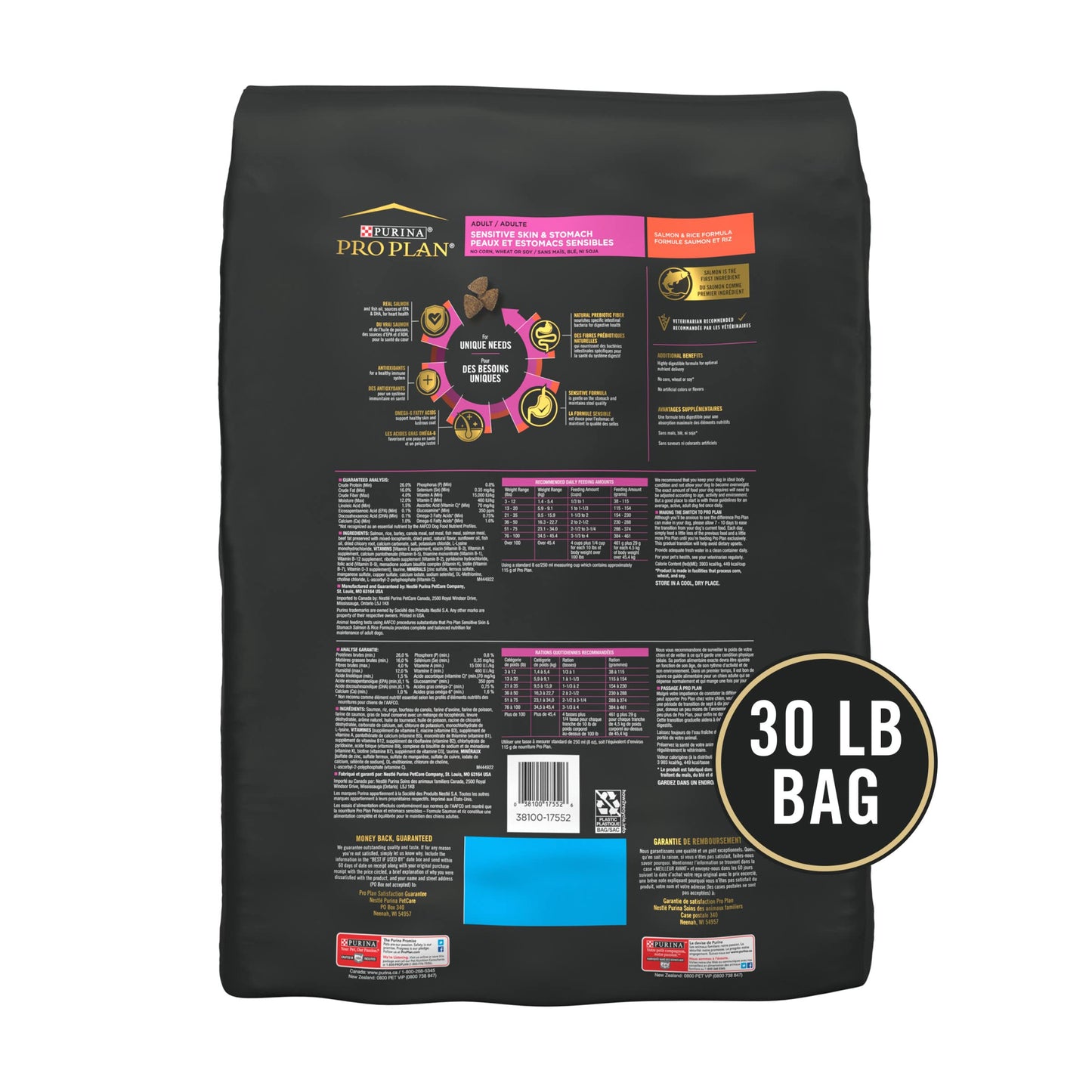 Purina Pro Plan Sensitive Skin and Stomach Dog Food Salmon and Rice Formula - 30 lb. Bag-UPStoxs