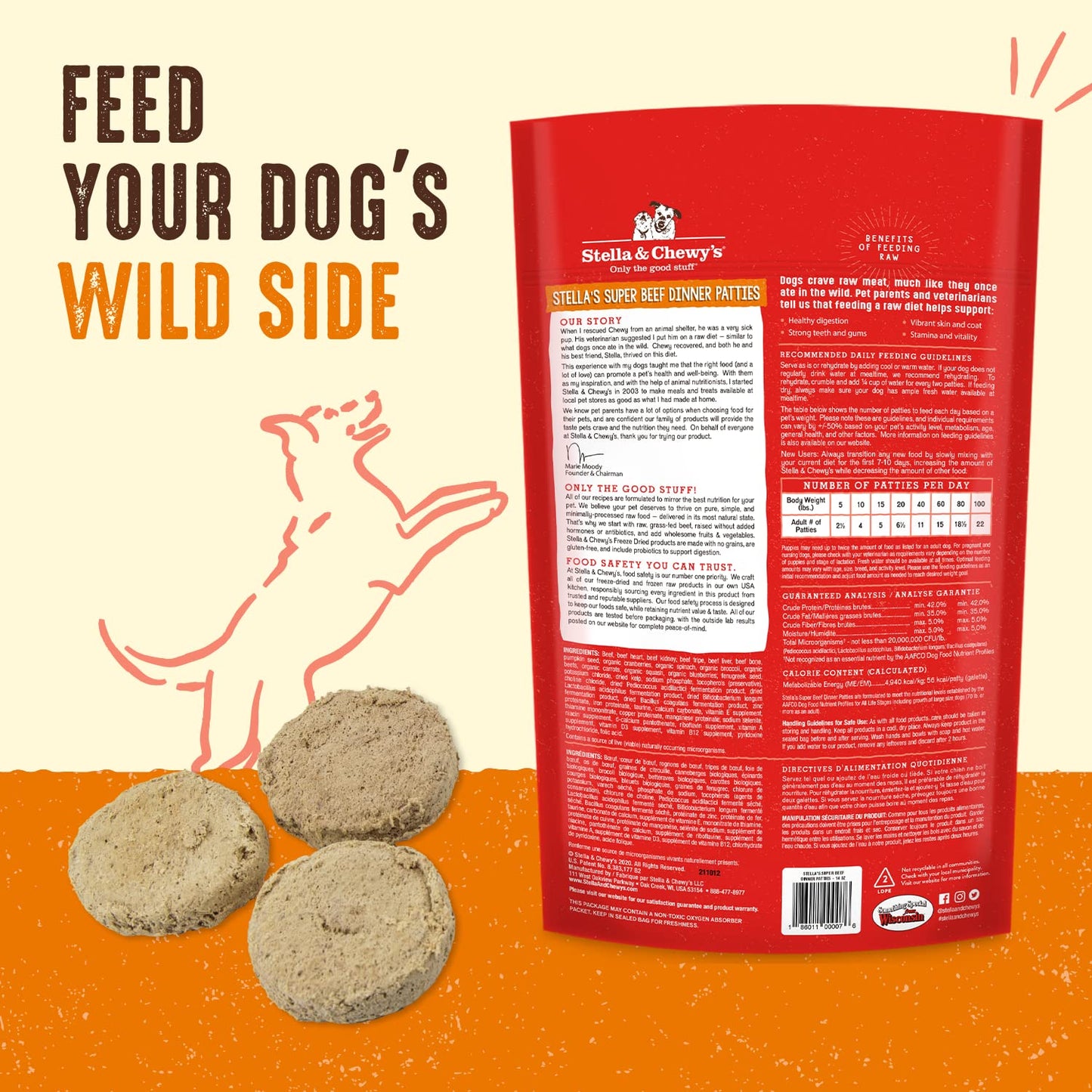 Stella & Chewy's Freeze Dried Raw Dinner Patties – Grain Free Dog Food, Protein Rich Stella’s Super Beef Recipe – 14 oz Bag-UPStoxs