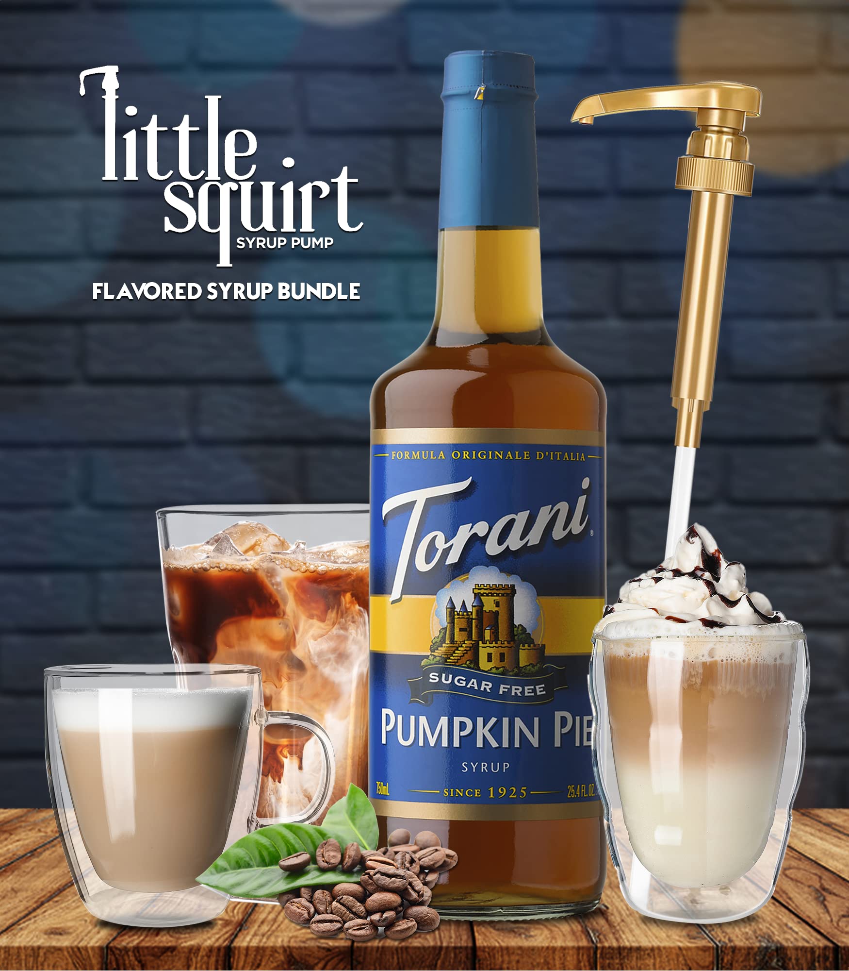 Sugar Free Pumpkin Syrup for Coffee 25.4 Ounces, Torani Sugar Free Pumpkin Pie with Little Squirt Syrup Pump-UPStoxs