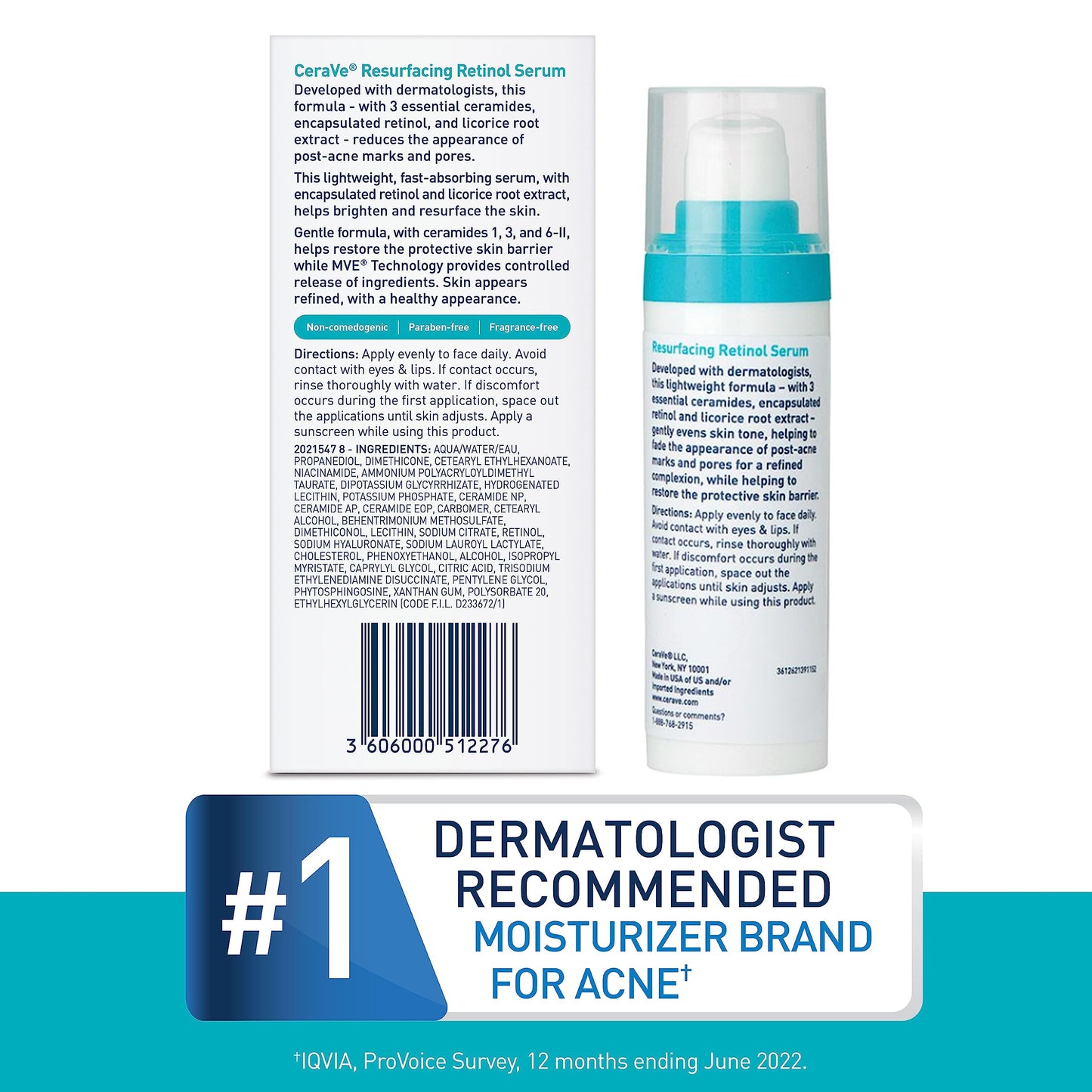 CeraVe Retinol Serum for Post-Acne Marks and Skin Texture | Pore Refining, Resurfacing, Brightening Facial Serum with Retinol and Niacinamide | Fragrance Free, Paraben Free & Non-Comedogenic| 1 Oz-UPStoxs