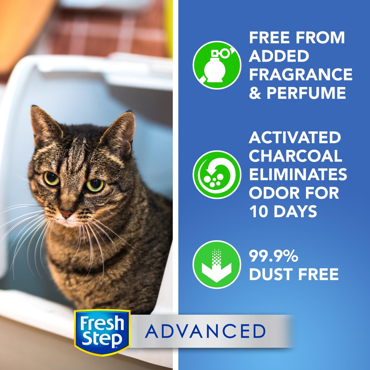 Fresh Step Advanced Unscented Clumping Cat Litter, 18.5 lbs, Low Dust, Activated Charcoal-UPStoxs