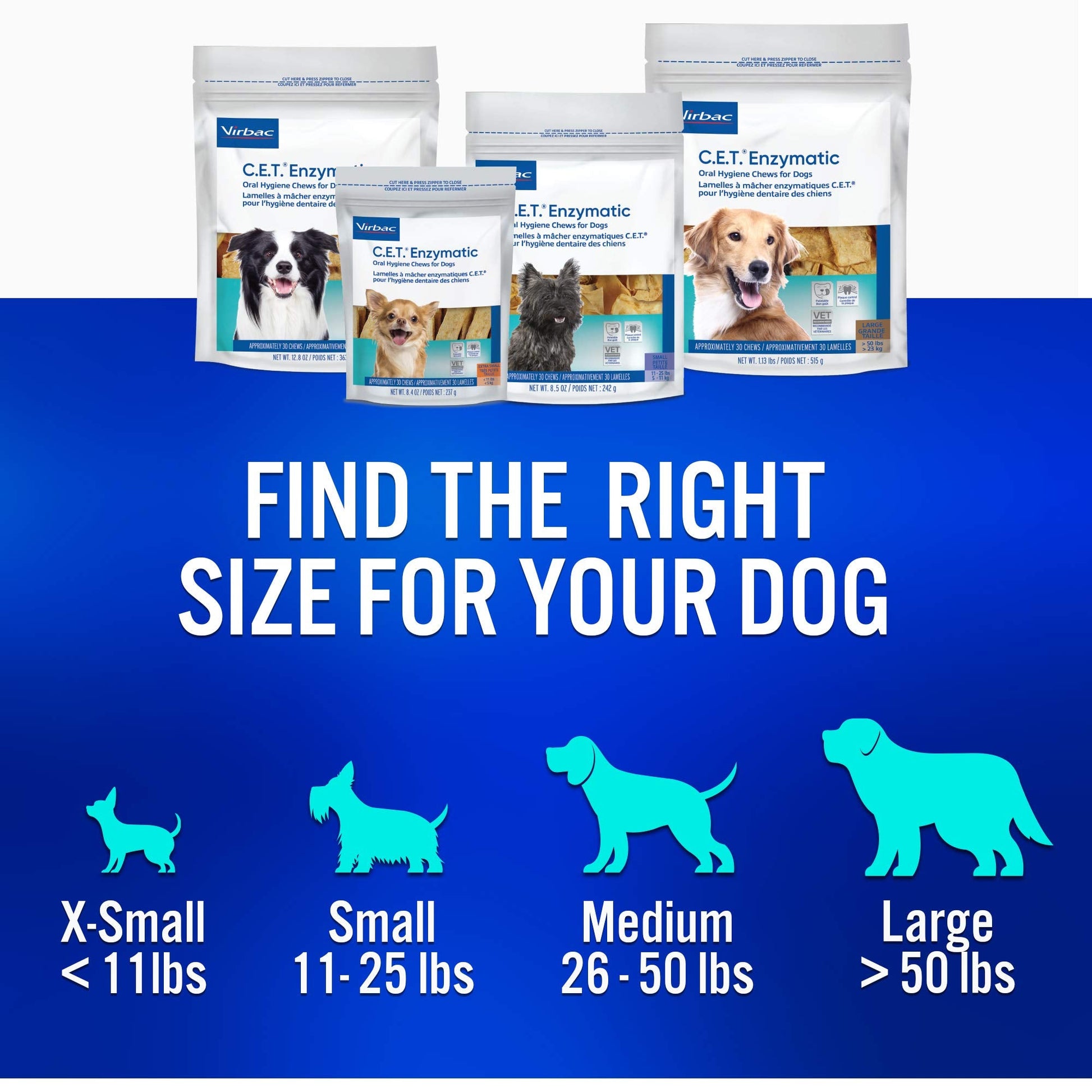 Virbac C.E.T. Enzymatic Oral Hygiene Chews for Dogs Beef 8.4 Ounces-UPStoxs