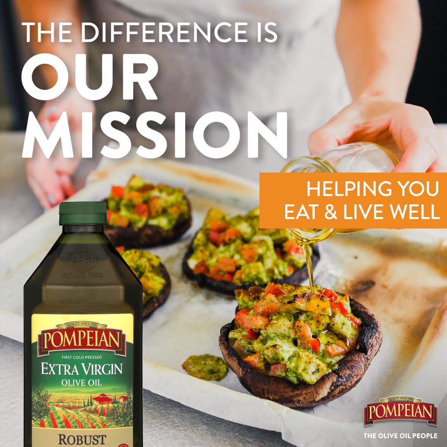 Pompeian Robust Extra Virgin Olive Oil, First Cold Pressed, Full-Bodied Flavor, Perfect for Salad Dressings & Marinades, 68 FL. OZ.-UPStoxs