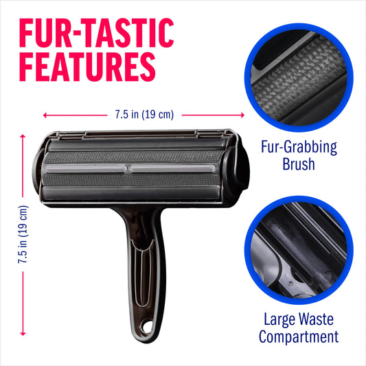 Chom Chom Roller Pet Hair Remover and Reusable Lint Roller - Black ChomChom Cat and Dog Hair Remover for Furniture, Couch, Carpet, Clothing and Bedding - Portable, Multi-Surface Fur Removal Tool-UPStoxs