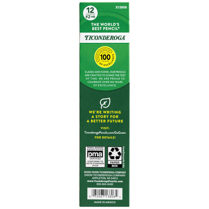 Ticonderoga Wood-Cased Pencils, Pre-Sharpened, 2 HB Soft, Yellow, 12 Count-UPStoxs
