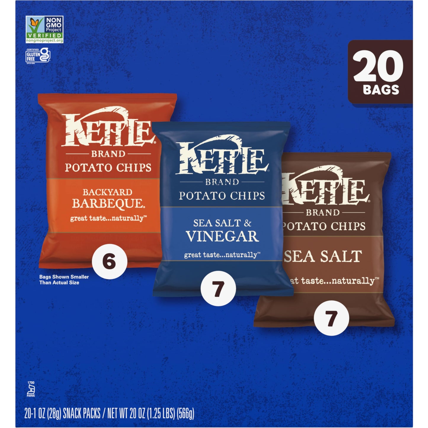 Kettle Brand Potato Chips Variety Pack, 1 Oz, 20 Ct-UPStoxs