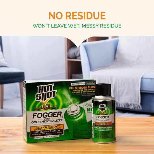 Hot Shot Fogger With Odor Neutralizer, Kills Roaches, Ants, Spiders & Fleas, Controls Heavy Infestations, 6 count-2 oz - Pack of 2-UPStoxs