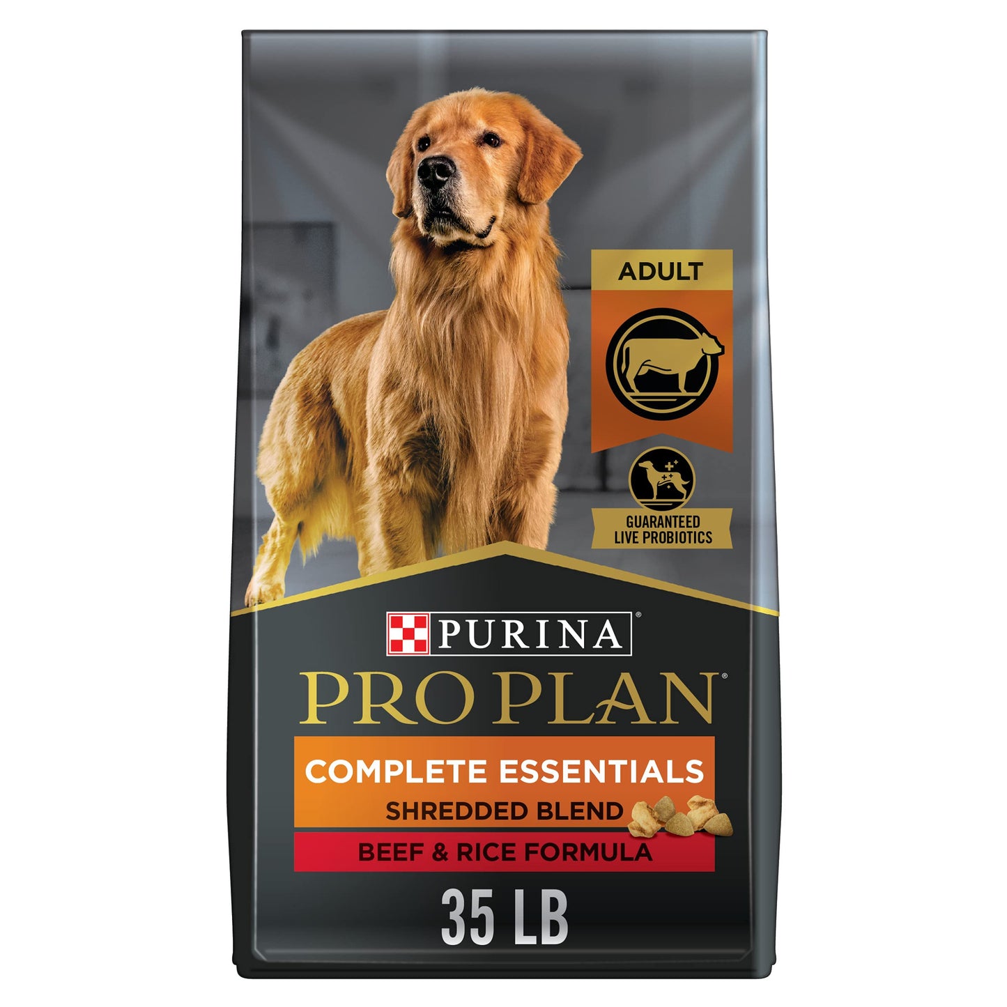 Purina Pro Plan High Protein Dog Food With Probiotics for Dogs, Shredded Blend Beef & Rice Formula - 35 lb. Bag-UPStoxs