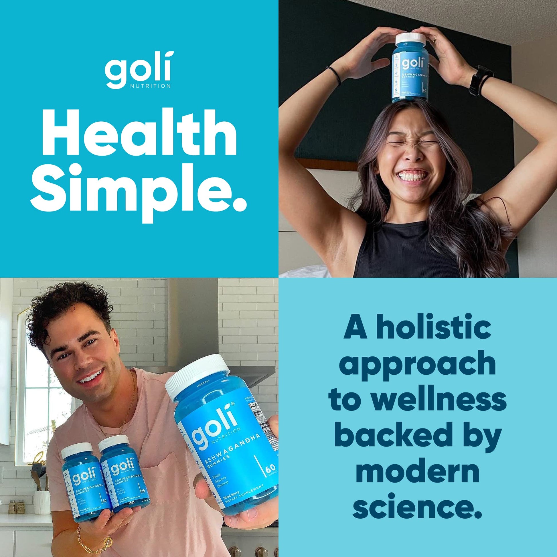 Goli Ashwagandha & Vitamin D Gummy - 180 Count - Mixed Berry, KSM-66, Vegan, Plant Based, Non-GMO, Gluten-Free & Gelatin Free Relax. Restore. Unwind, Pack of 3-UPStoxs
