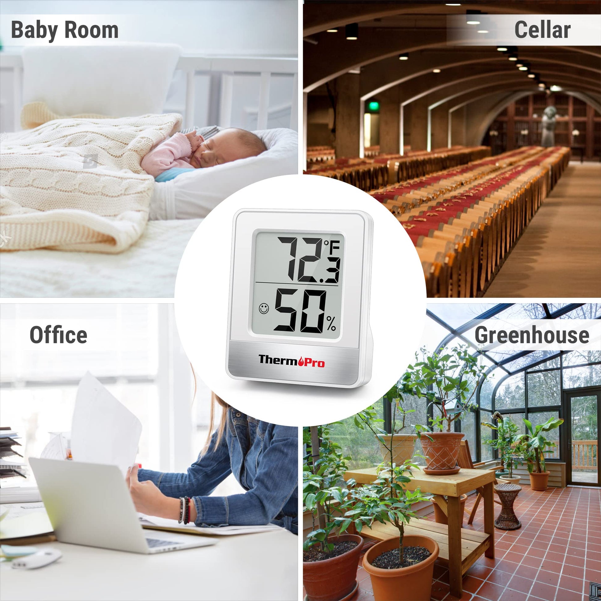 ThermoPro TP49 Digital Hygrometer Indoor Thermometer Humidity Meter Room Thermometer with Temperature and Humidity Monitor Mini Hygrometer Thermometer-UPStoxs
