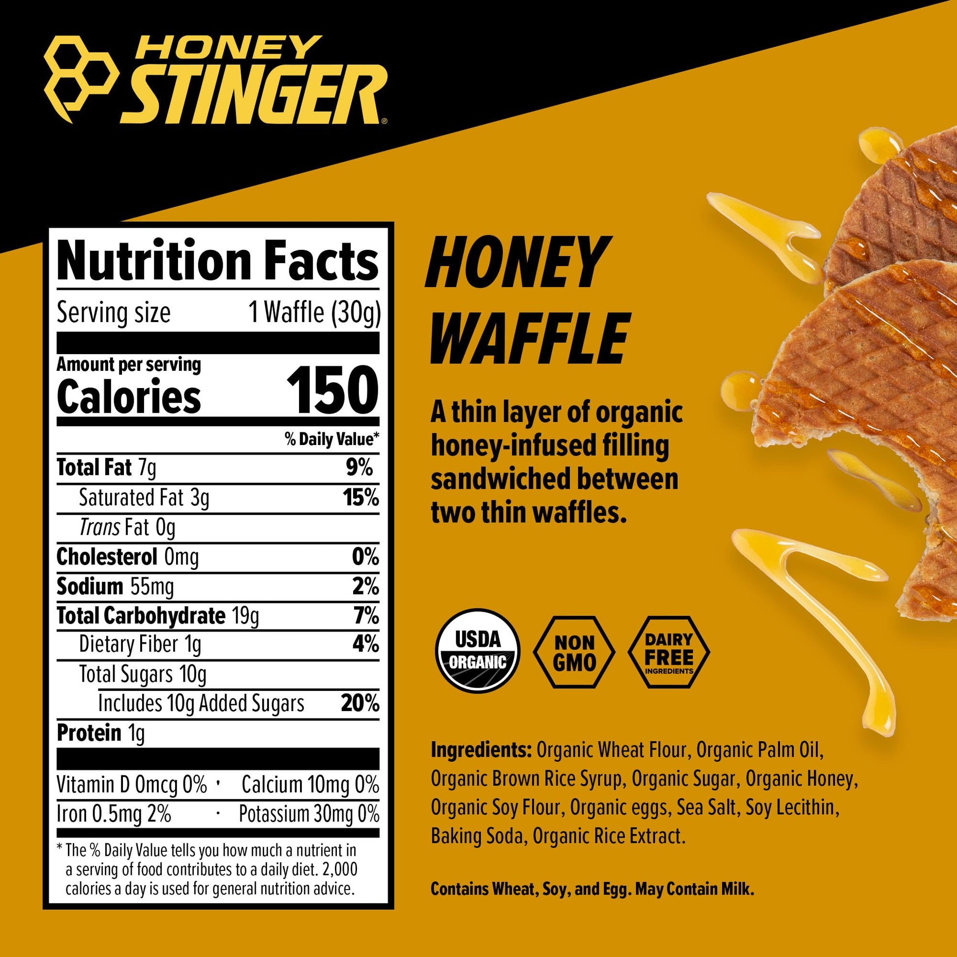 Honey Stinger Organic Honey Waffle, Energy Stroopwafel for Exercise, Endurance and Performance, Sports Nutrition for Home & Gym, Pre & During Workout, Box of 16 Waffles, 16.96 Ounce (Pack of 16)-UPStoxs