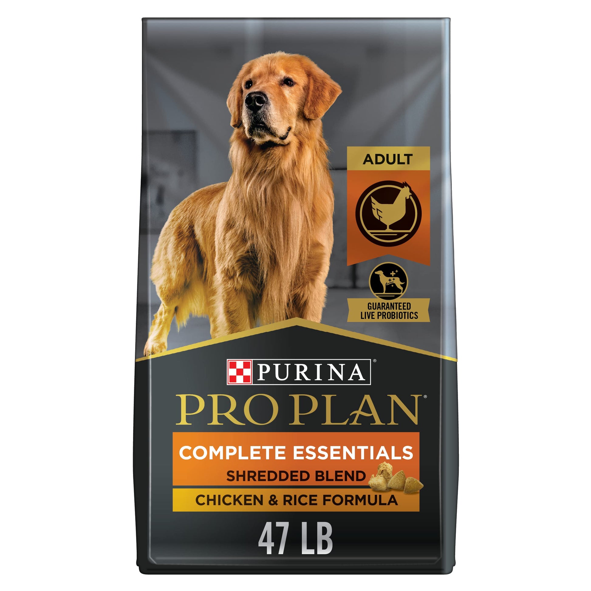 Purina Pro Plan High Protein Dog Food With Probiotics for Dogs, Shredded Blend Chicken & Rice Formula - 47 lb. Bag-UPStoxs
