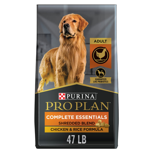 Purina Pro Plan High Protein Dog Food With Probiotics for Dogs, Shredded Blend Chicken & Rice Formula - 47 lb. Bag-UPStoxs
