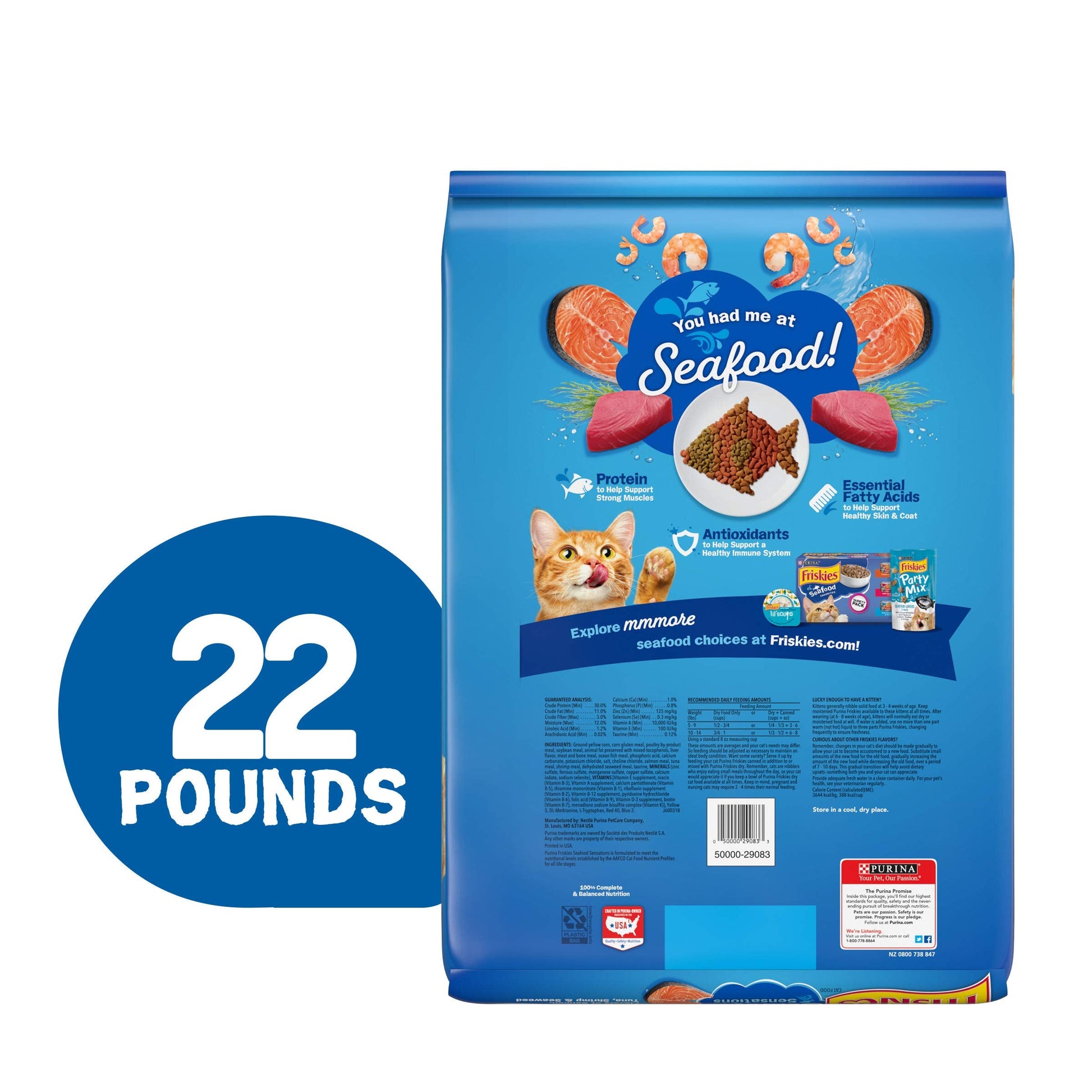 Purina Friskies Dry Cat Food, Seafood Sensations - 22 lb. Bag-UPStoxs