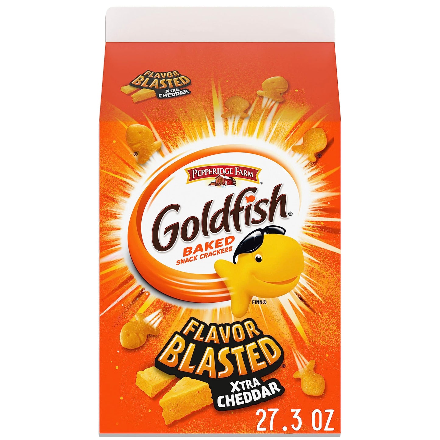 Goldfish Flavor Blasted Xtra Cheddar Cheese Crackers, 27.3 oz Carton-UPStoxs