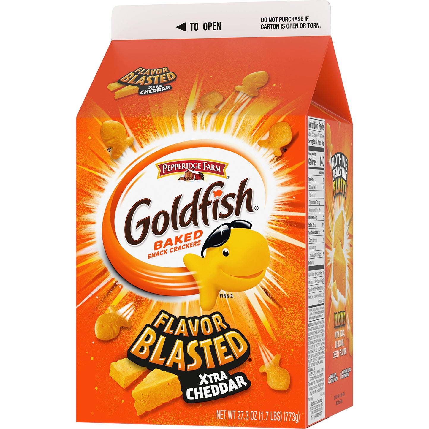 Goldfish Flavor Blasted Xtra Cheddar Cheese Crackers, 27.3 oz Carton-UPStoxs