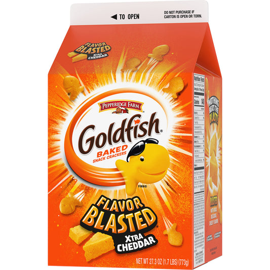 Goldfish Flavor Blasted Xtra Cheddar Cheese Crackers, 27.3 oz Carton-UPStoxs