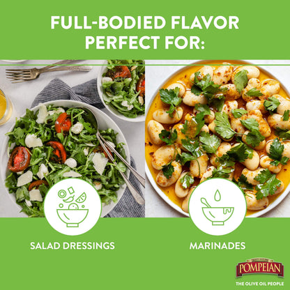 Pompeian Robust Extra Virgin Olive Oil, First Cold Pressed, Full-Bodied Flavor, Perfect for Salad Dressings & Marinades, 48 FL. OZ.-UPStoxs