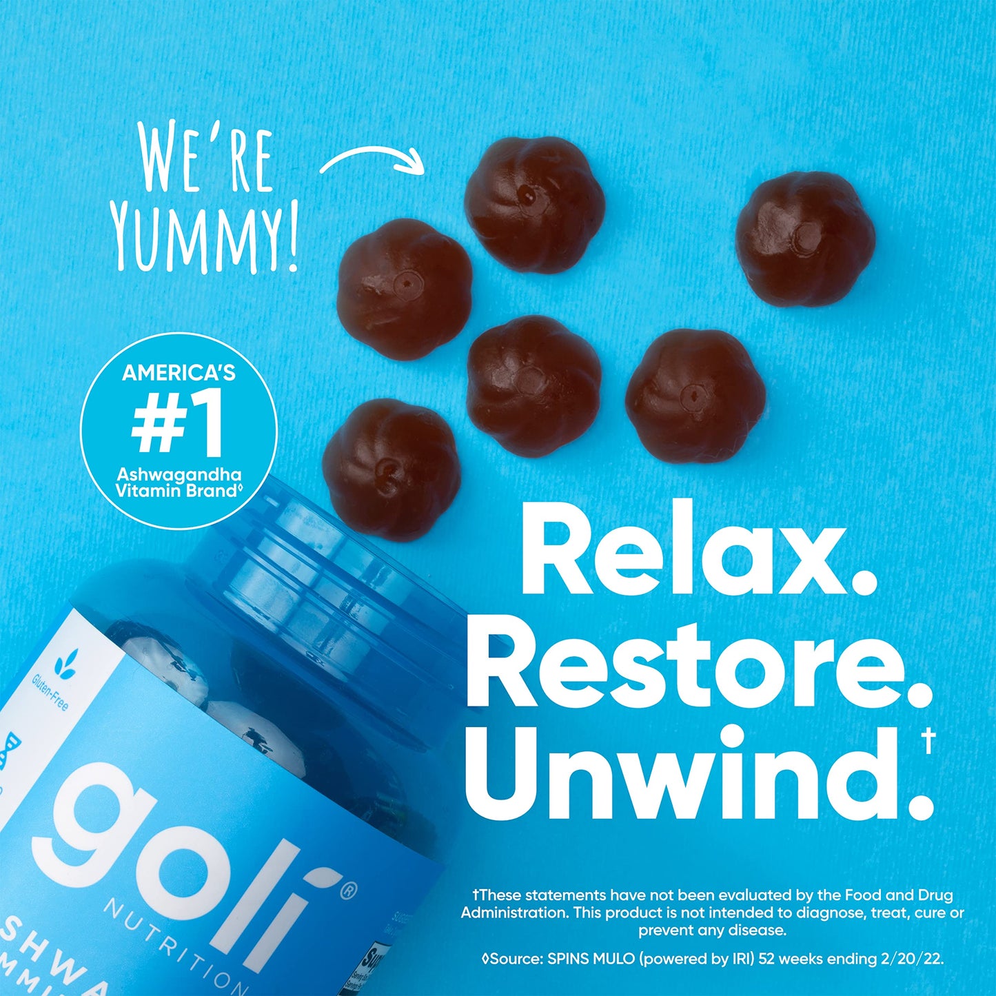 Goli Ashwagandha & Vitamin D Gummy - 180 Count - Mixed Berry, KSM-66, Vegan, Plant Based, Non-GMO, Gluten-Free & Gelatin Free Relax. Restore. Unwind, Pack of 3-UPStoxs