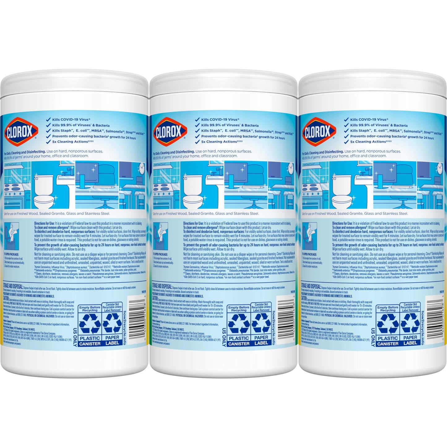 Clorox Disinfecting Wipes Value Pack, Household Essentials, 75 Count, Pack of 3 (Package May Vary)-UPStoxs