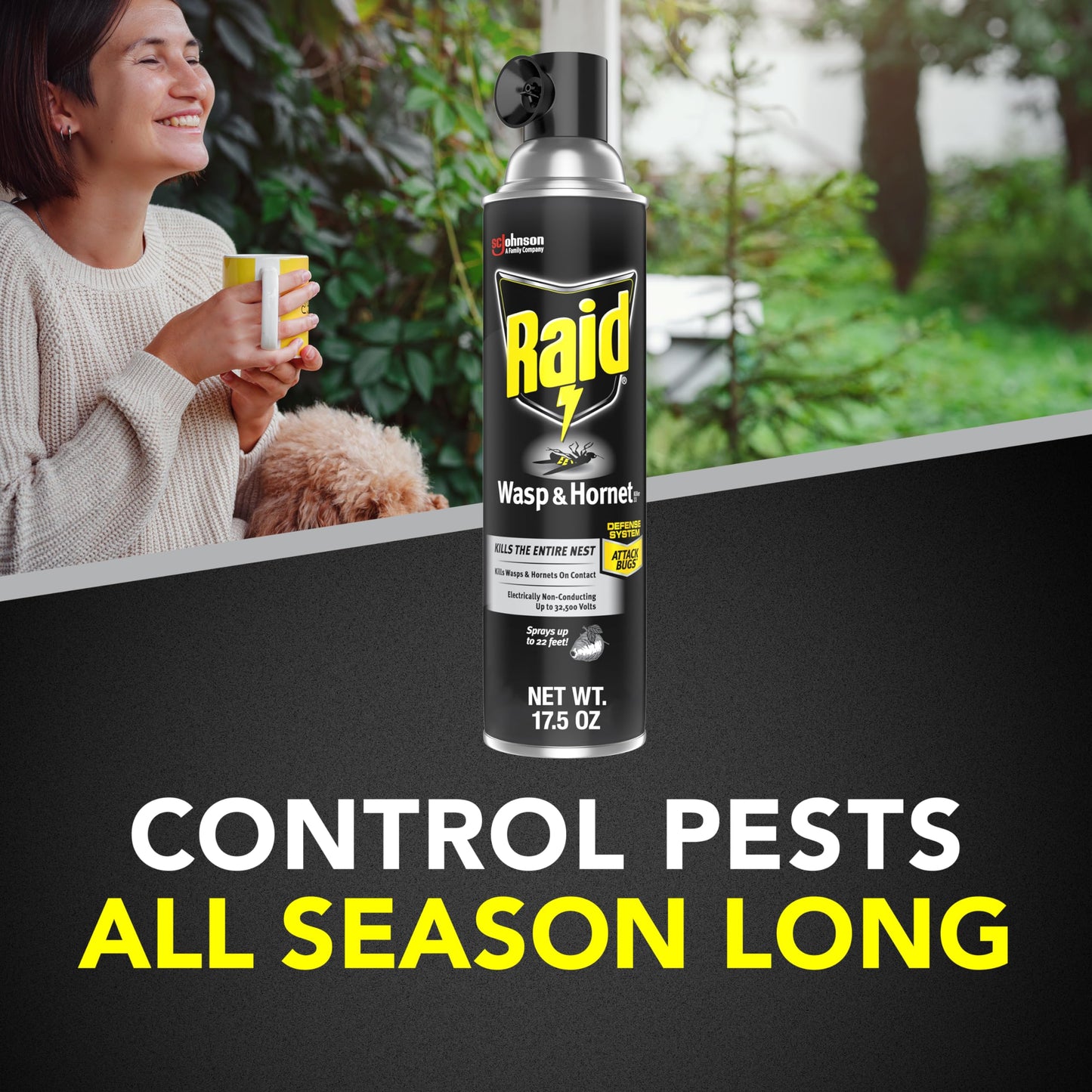 Raid Wasp & Hornet Killer Spray, Bug Killer Kills the Entire Nest, 14 Oz, 2 Count-UPStoxs