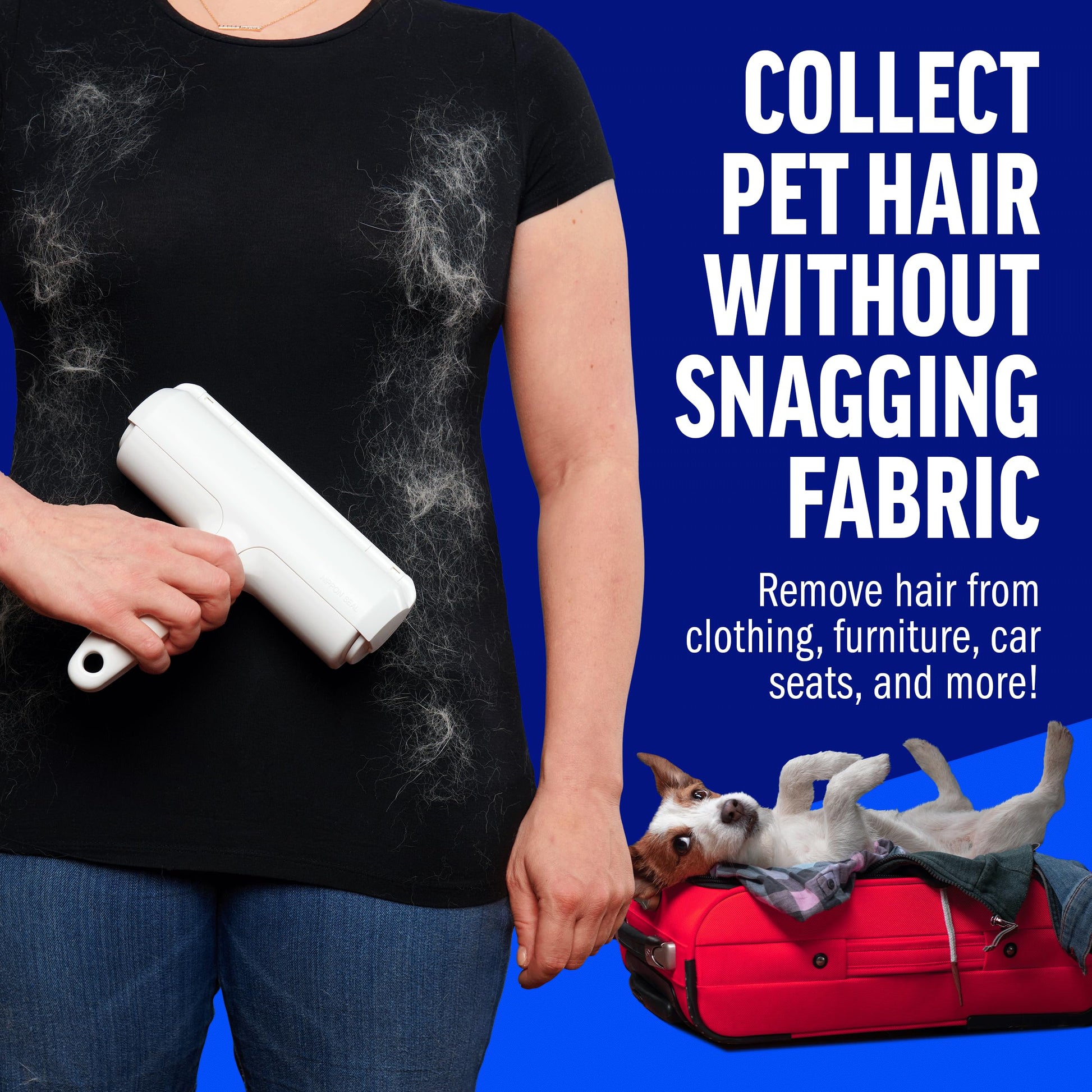 Chom Chom Roller Pet Hair Remover and Reusable Lint Roller - ChomChom Cat and Dog Hair Remover for Furniture, Couch, Carpet, Clothing and Bedding - Portable, Multi-Surface Fur Removal Tool-UPStoxs