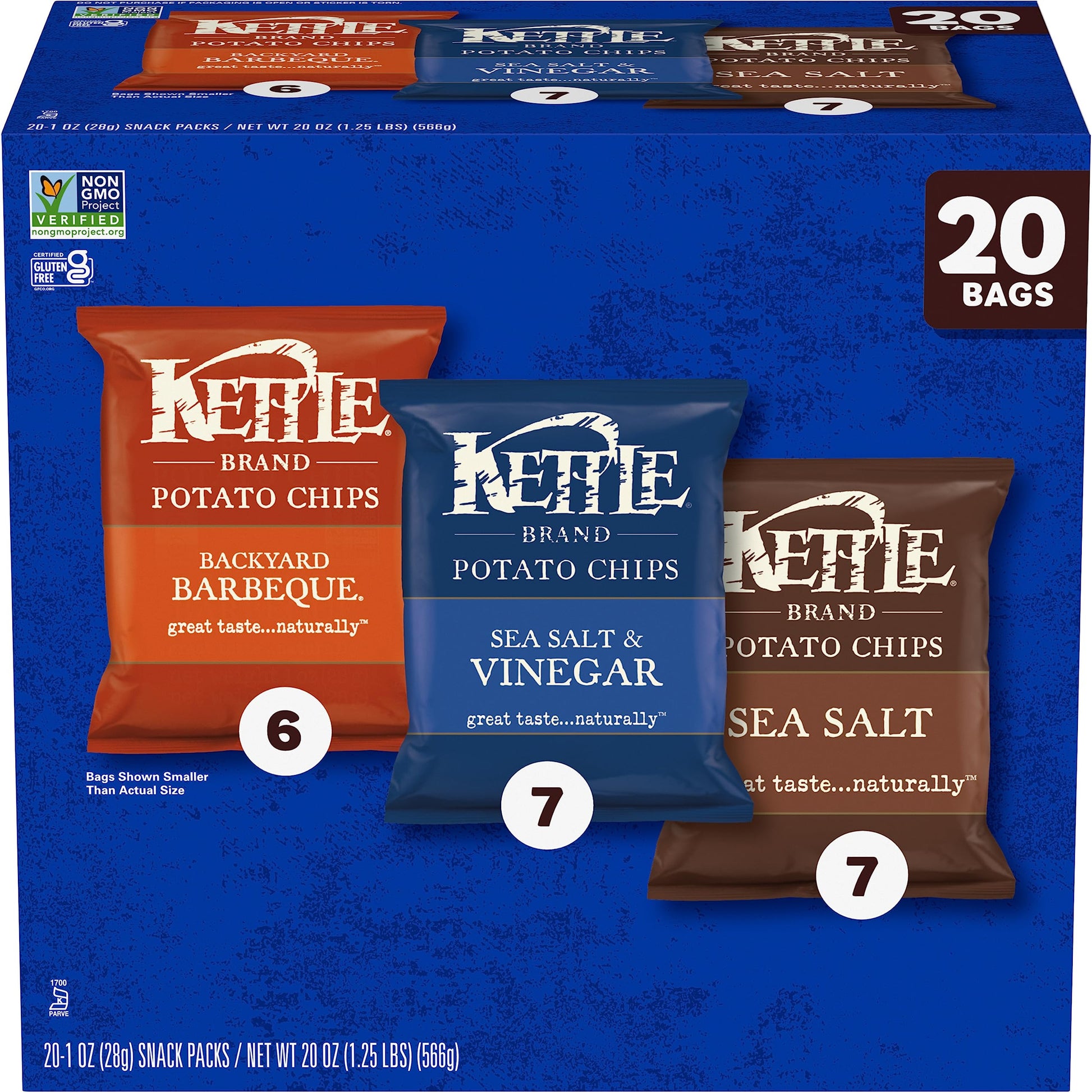 Kettle Brand Potato Chips Variety Pack, 1 Oz, 20 Ct-UPStoxs