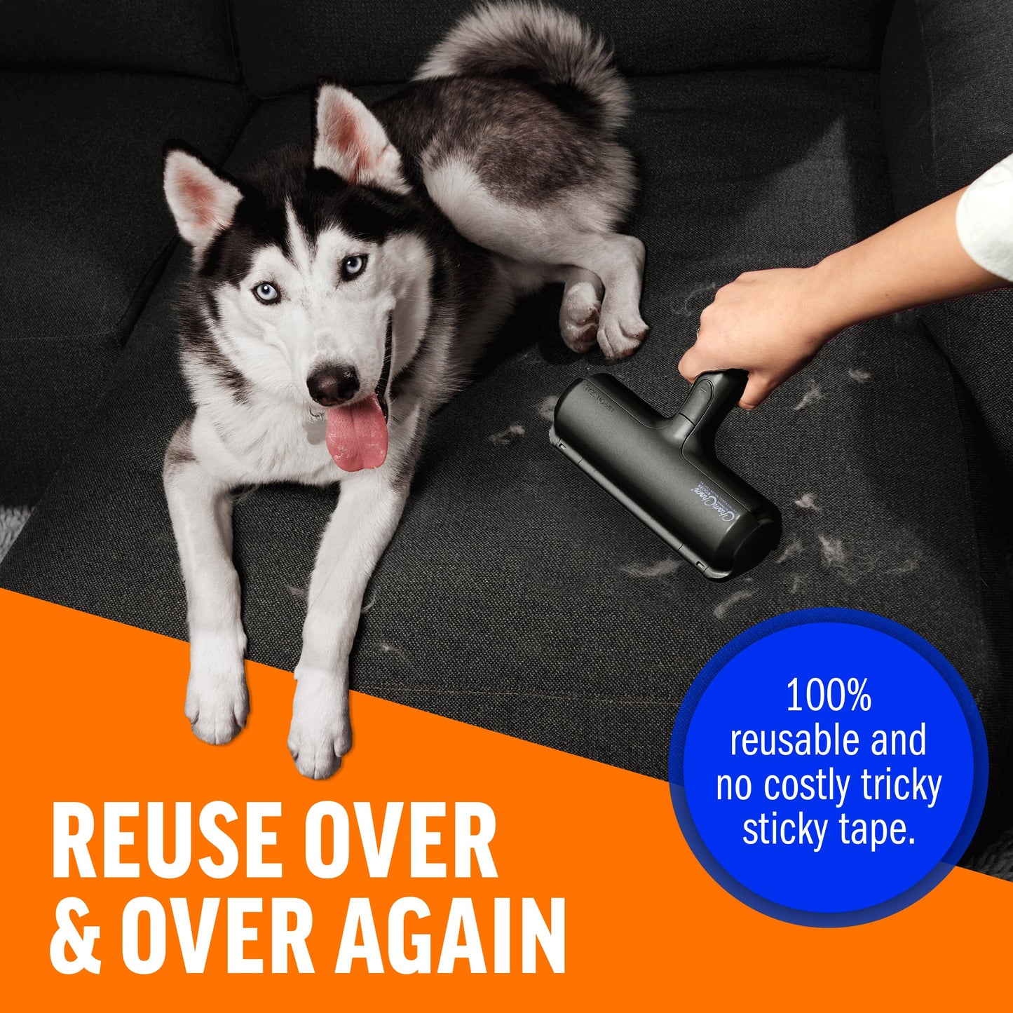 Chom Chom Roller Pet Hair Remover and Reusable Lint Roller - Black ChomChom Cat and Dog Hair Remover for Furniture, Couch, Carpet, Clothing and Bedding - Portable, Multi-Surface Fur Removal Tool-UPStoxs