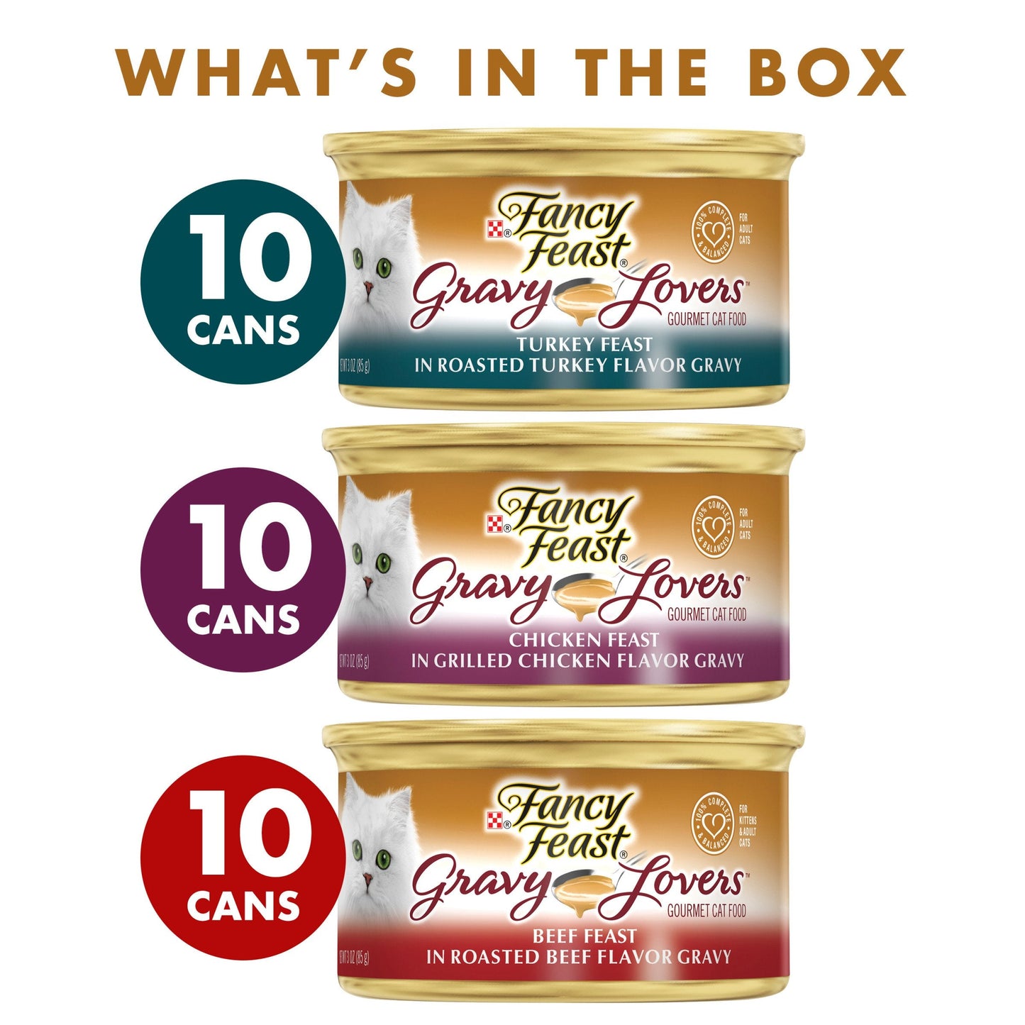 Purina Fancy Feast Gravy Lovers Poultry and Beef Gourmet Wet Cat Food Variety Pack - (Pack of 30) 3 oz. Cans-UPStoxs