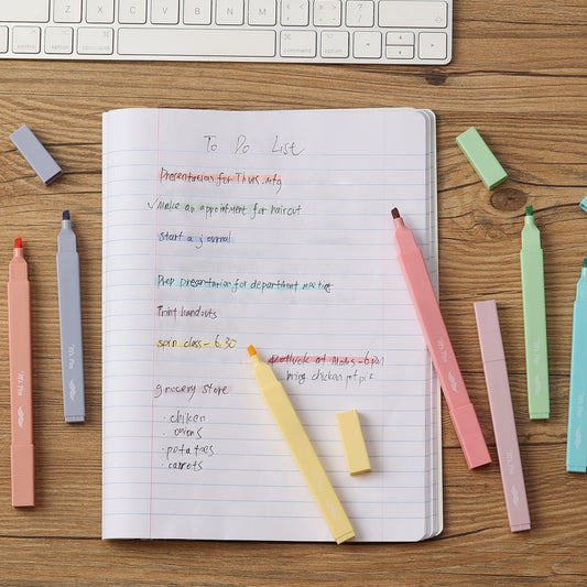 Mr. Pen- Aesthetic Cute Pastel Highlighters Set, 8 pcs, Chisel Tip, Candy Colors, No Bleed Bible Assorted Colors-UPStoxs