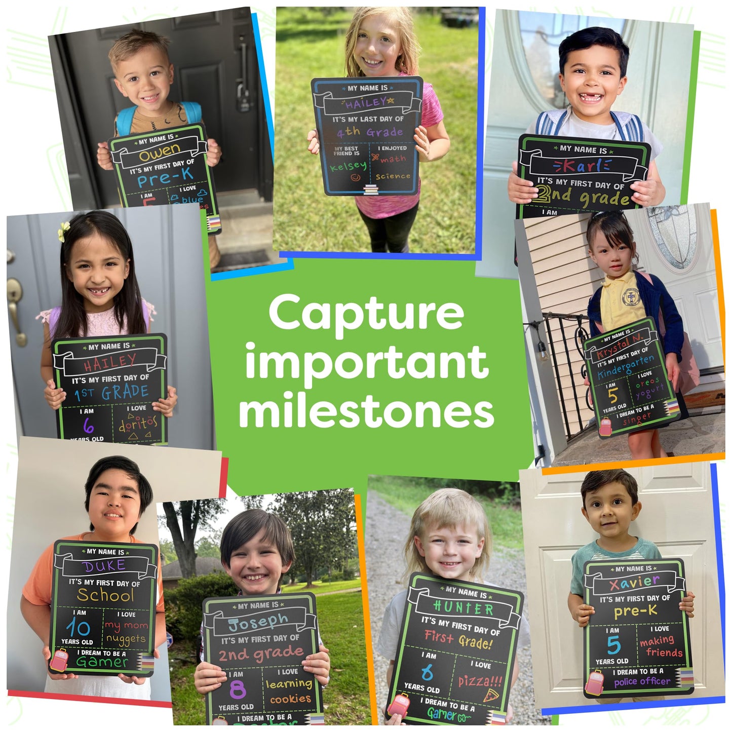 First and Last Day of School Board Sign with Liquid Chalk Markers Pack - Back to School Sign with Chalkboard Markers - 14”x11” Double-Sided - Back to School Supplies for Kindergarten Preschool-UPStoxs