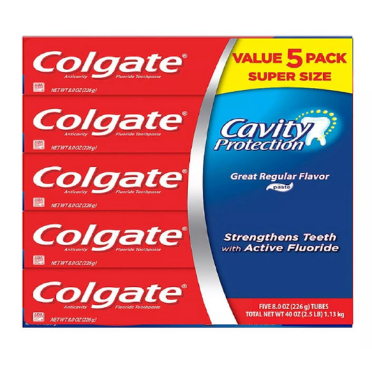 Colgate Cavity Protection Toothpaste with Fluoride, Regular Flavor, 8 oz., 5 pk.